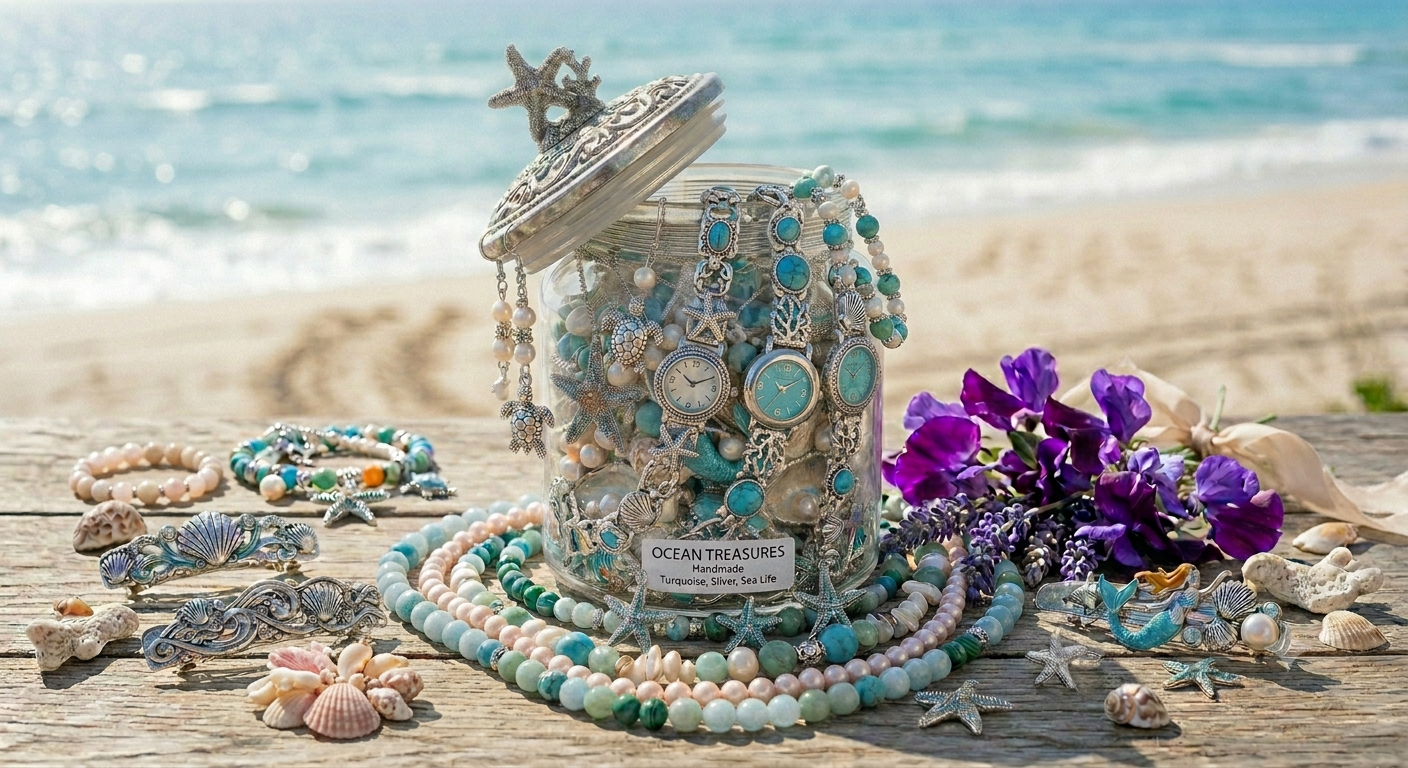 Costume Jewelry Jar Ocean Collection