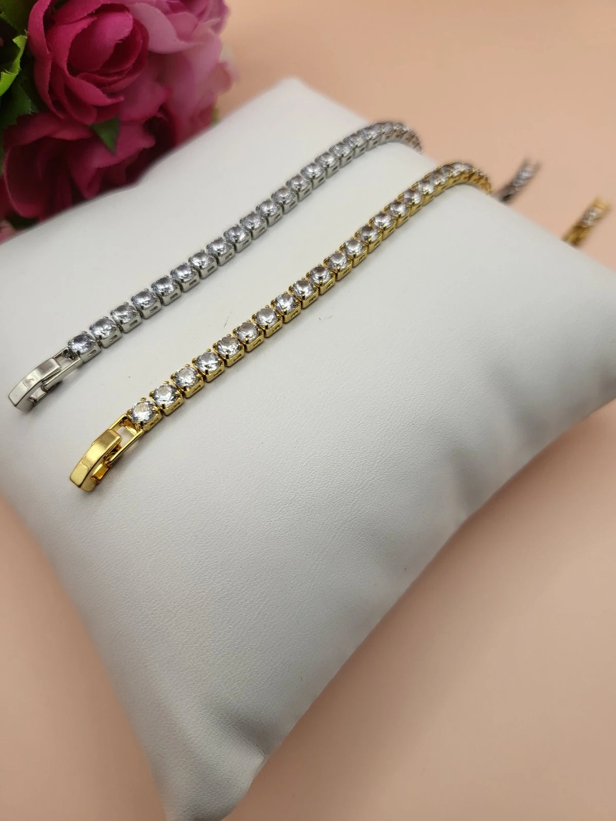Gold Square Diamond Tennis Bracelet