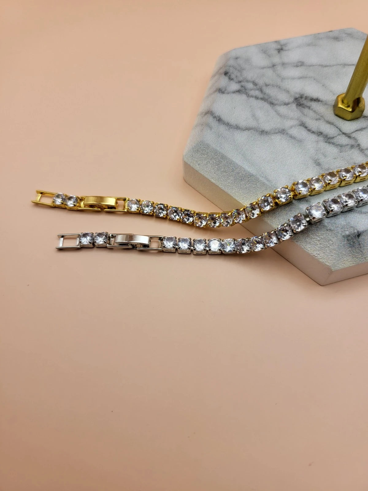 Gold Square Diamond Tennis Bracelet