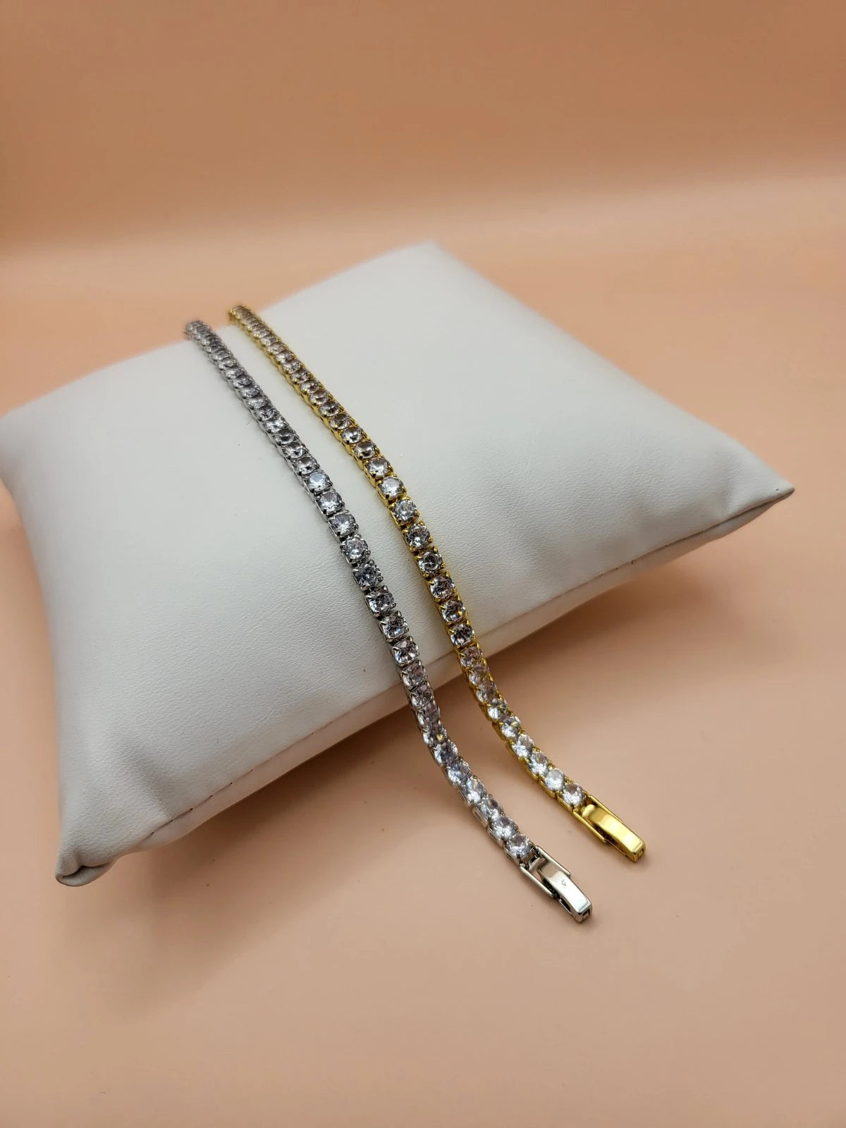 Gold Square Diamond Tennis Bracelet