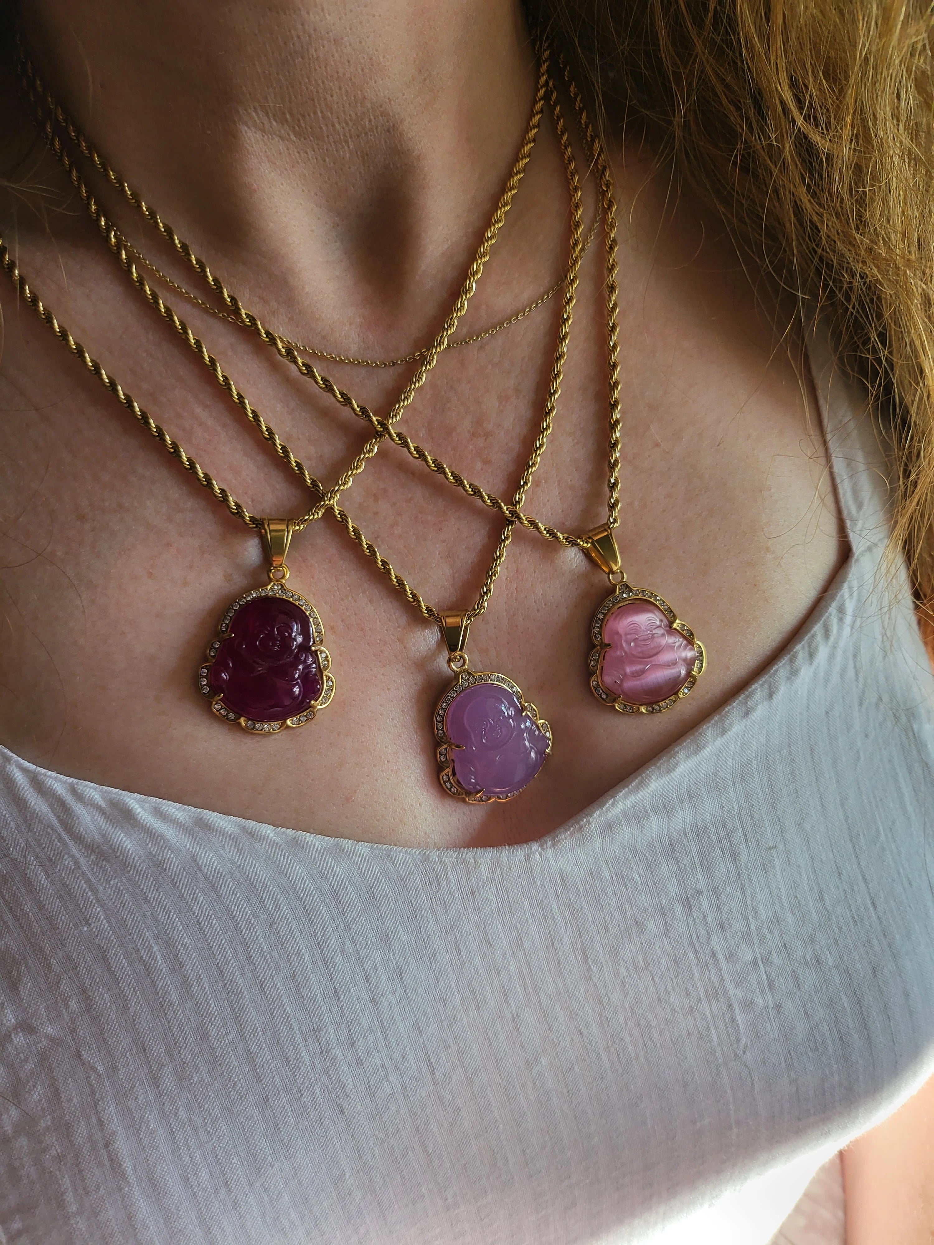 Gold Jade Buddha Necklace