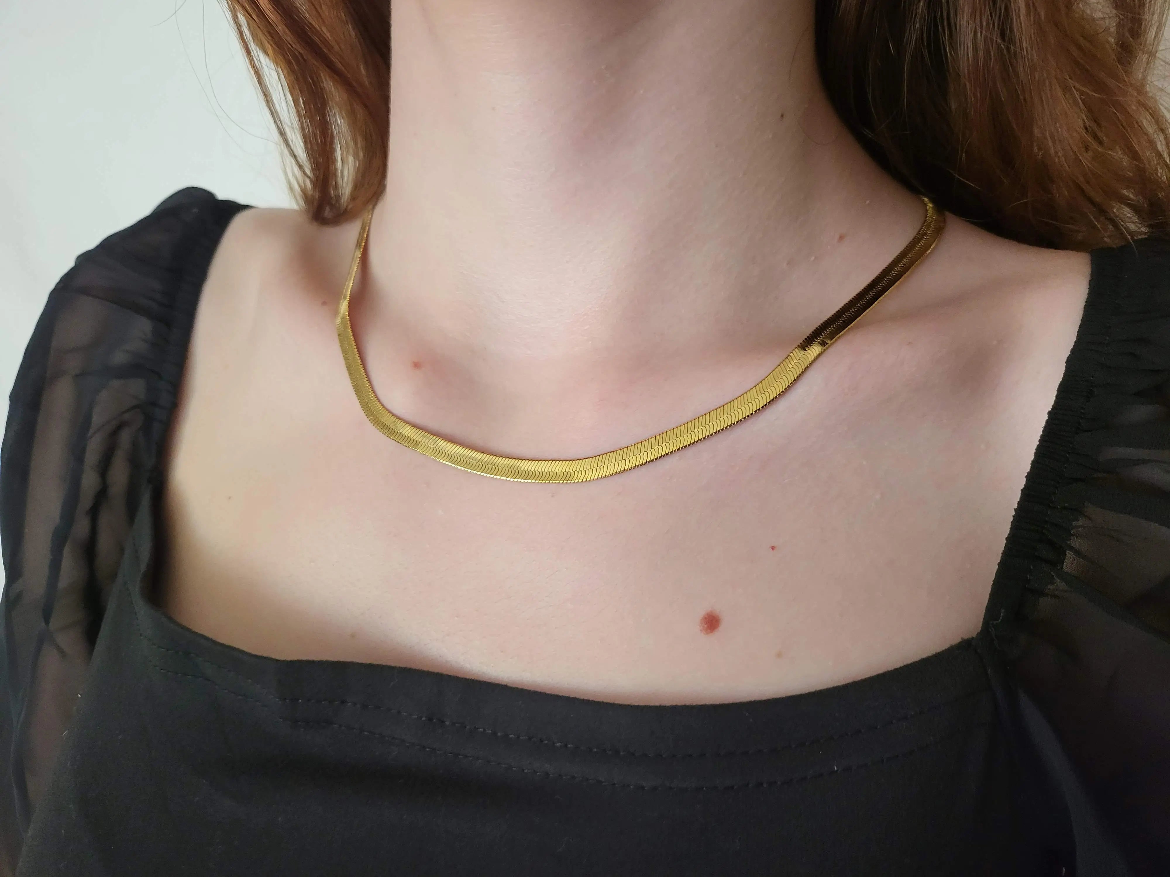 Silver Herringbone Chain Necklace