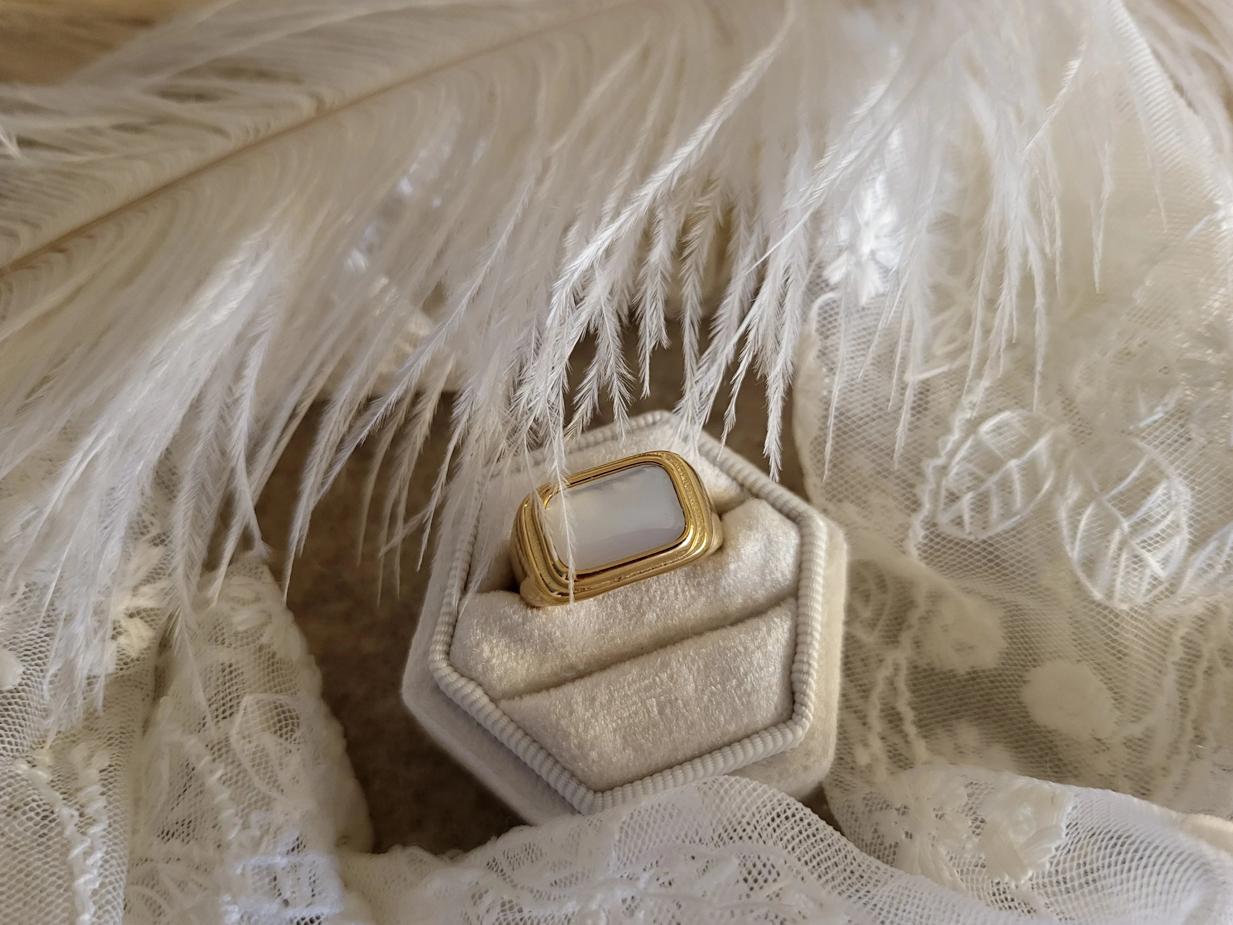 Gold Filled Natural White Pearl Ring