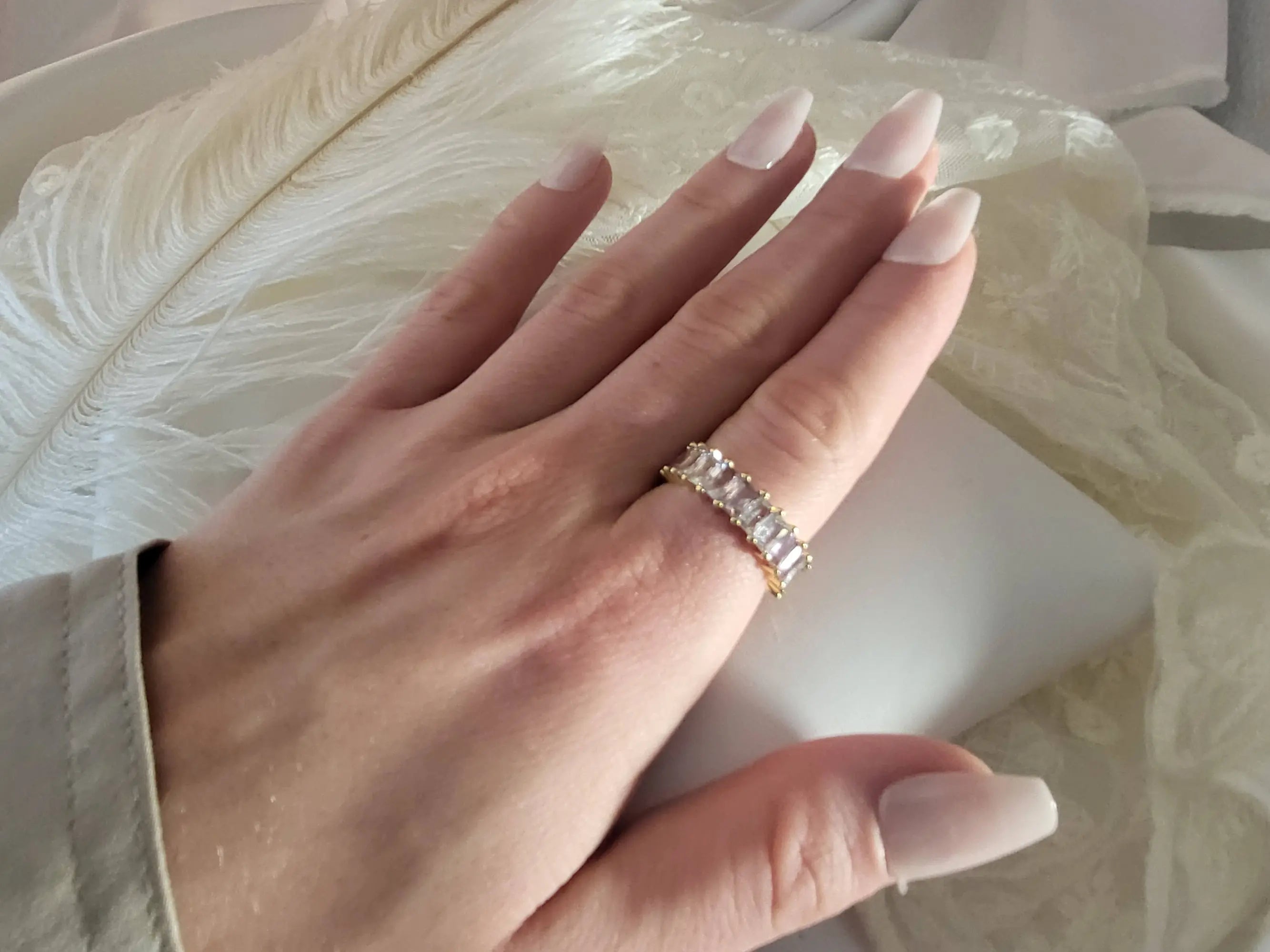 Adjustable Colorful Baguette Band Ring
