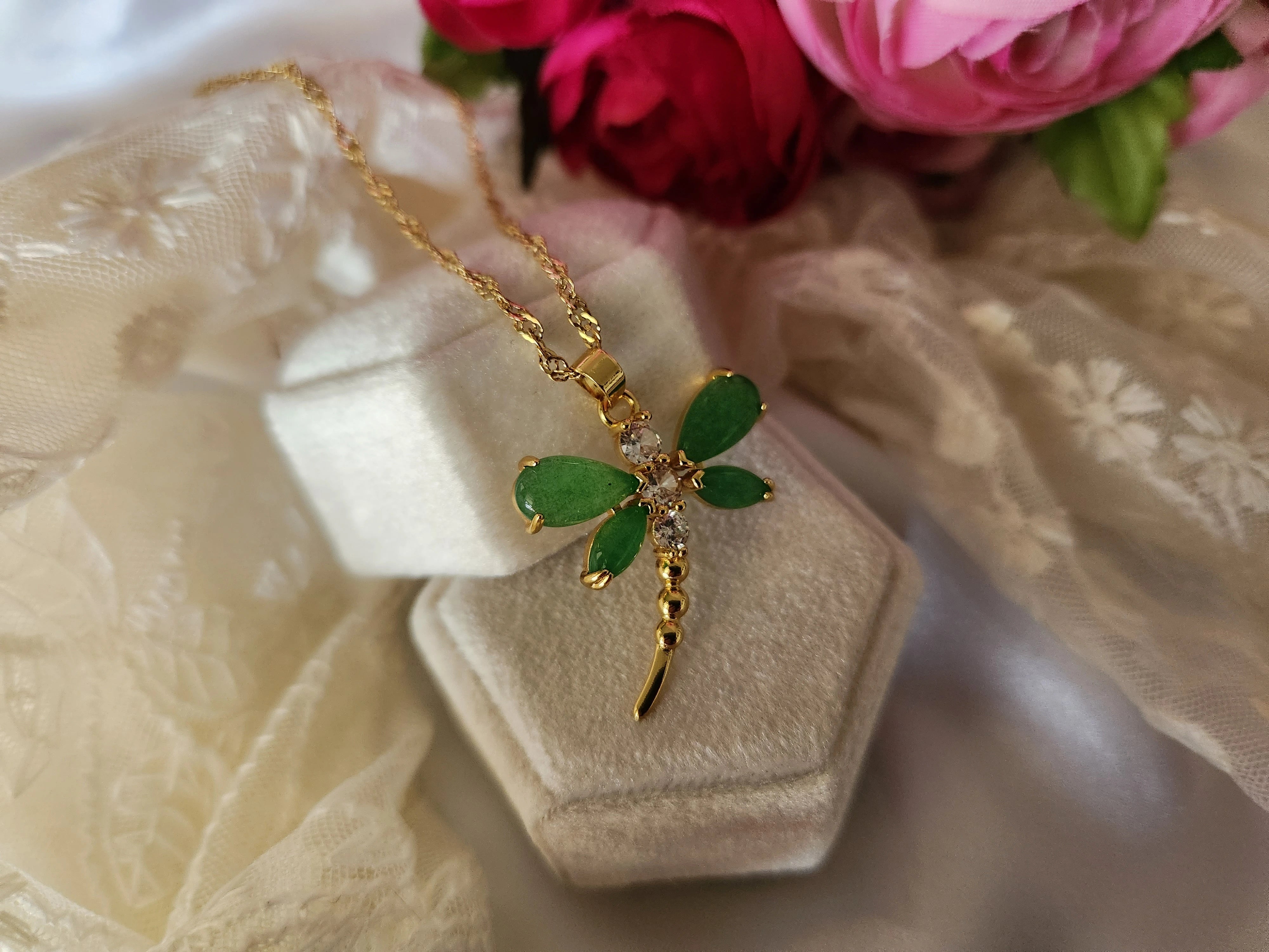 Gold Filled Dragon Jade Necklace