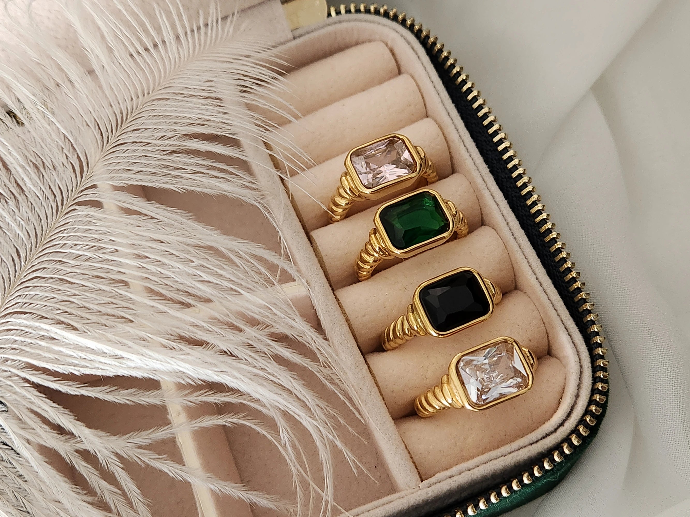 Gold Filled Signet Emerald Ring