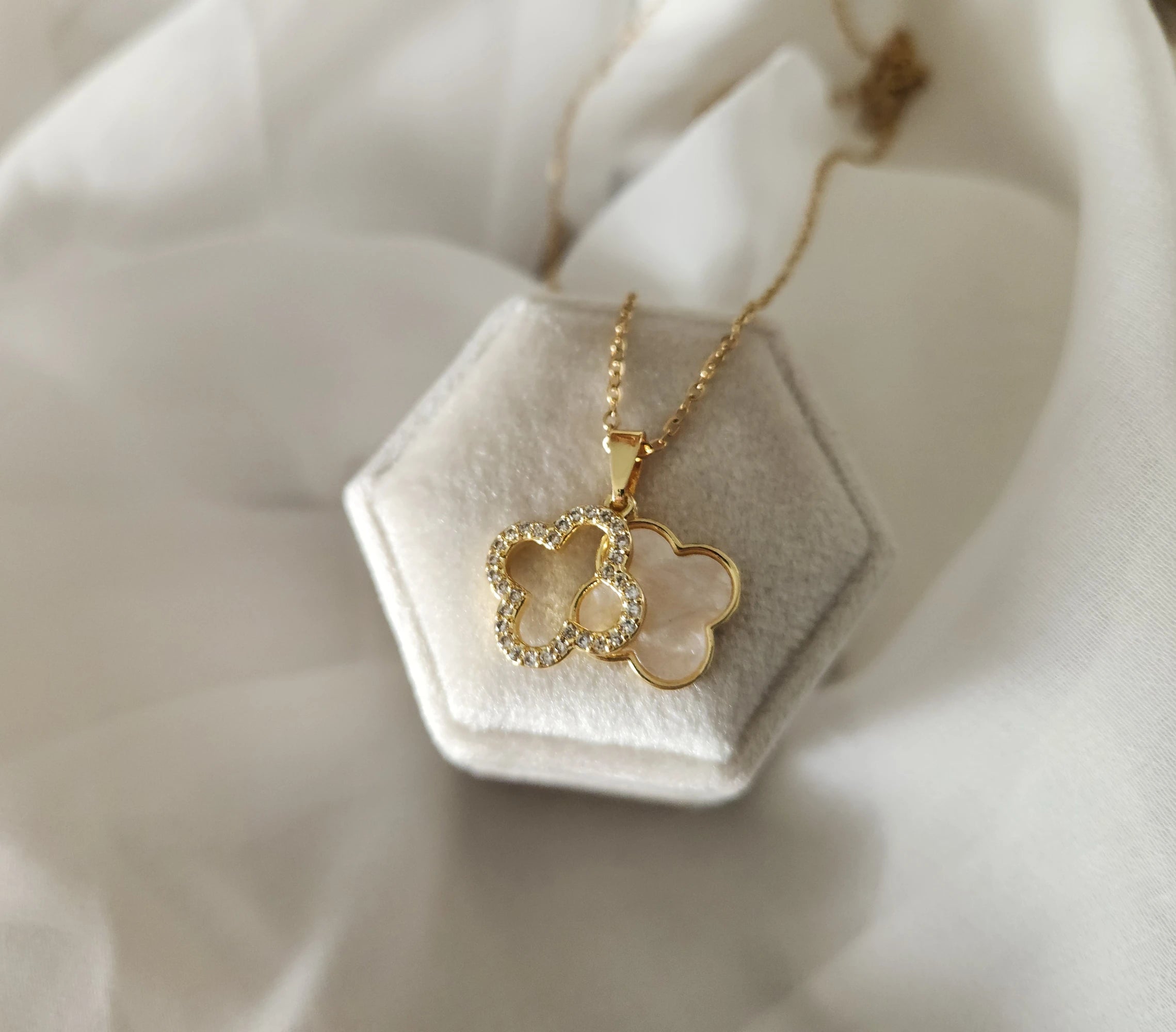 Gold Filled Black Four Clover Necklace