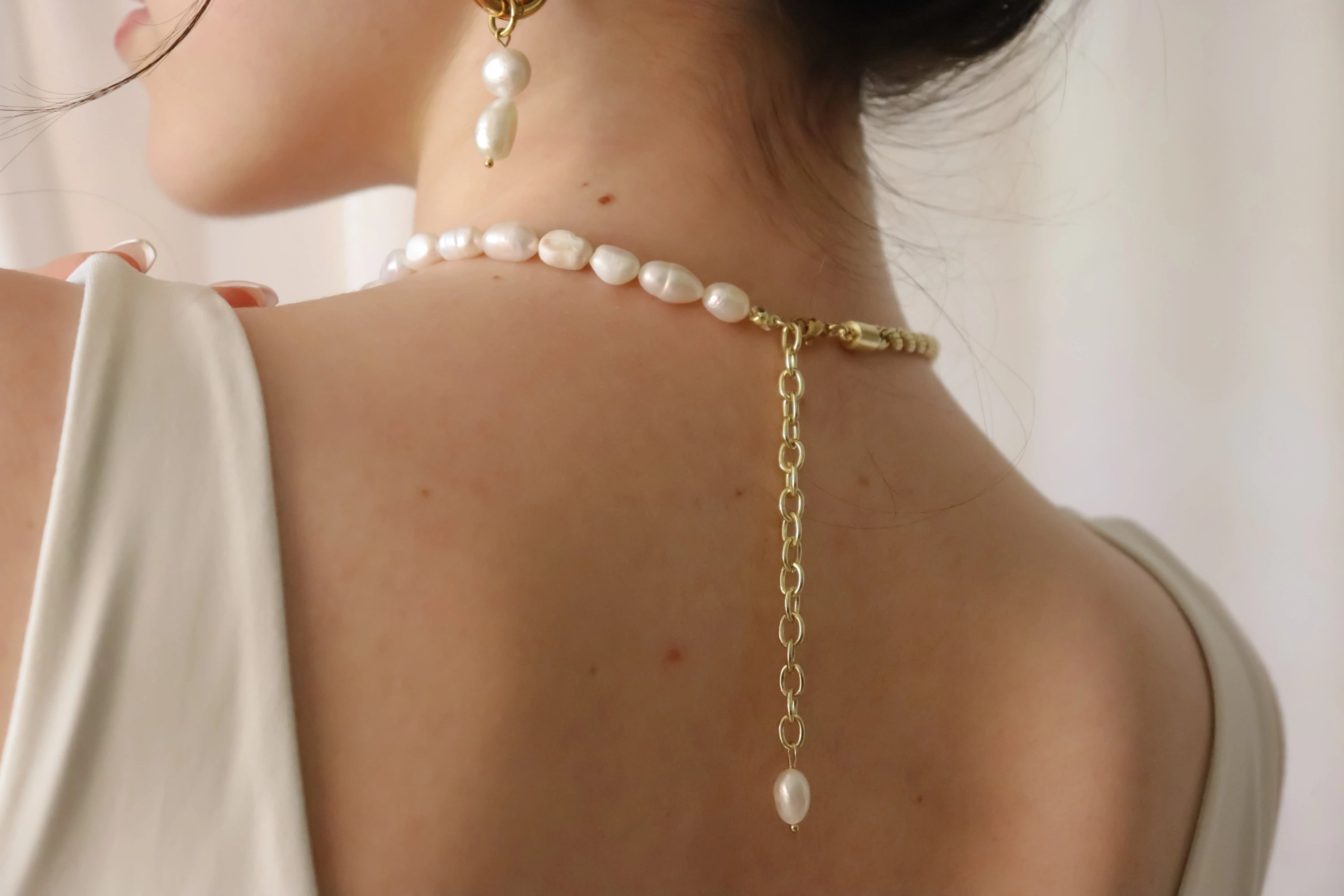 Half Rope Half Real Freshwater Pearl Necklace