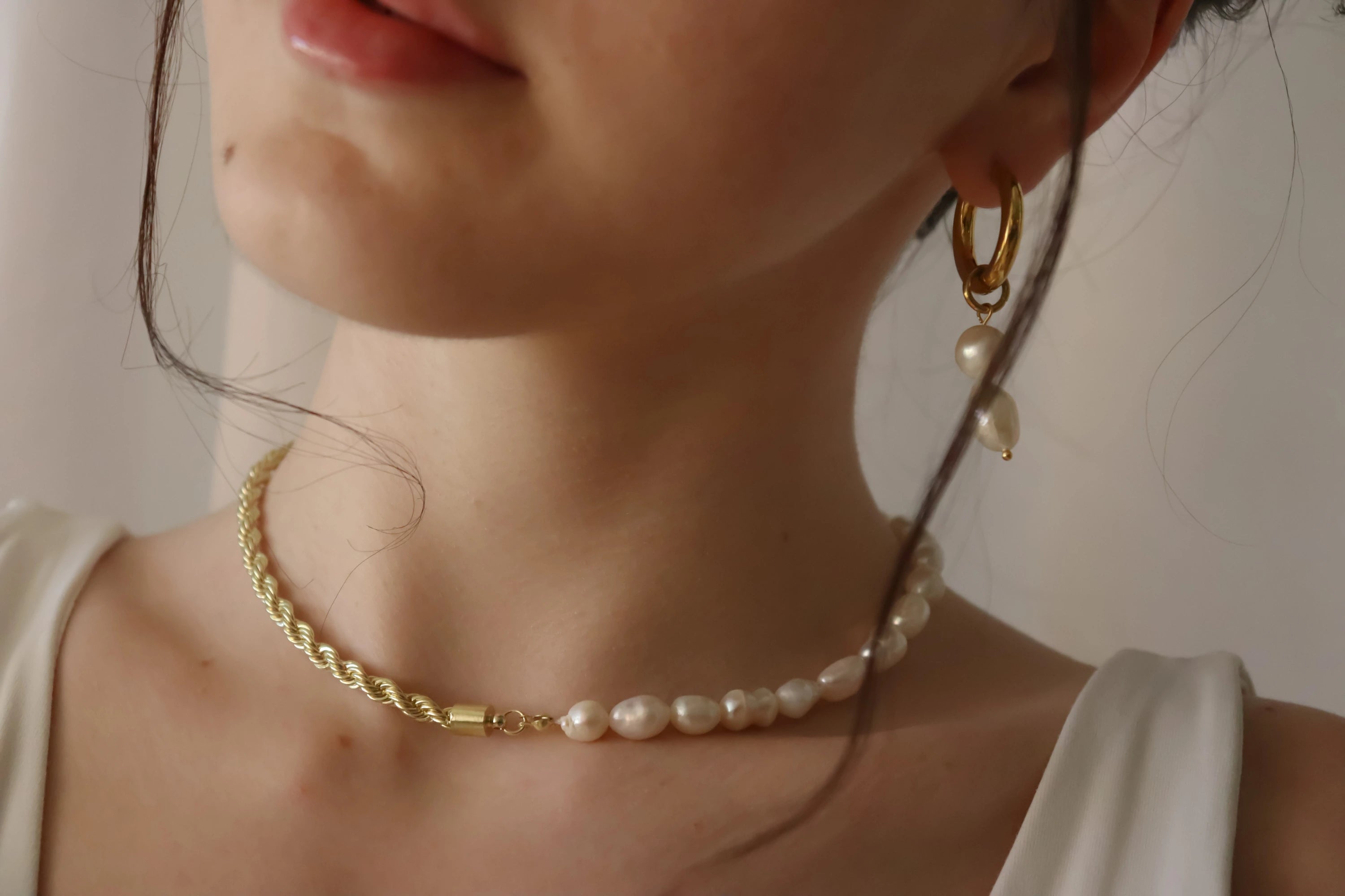 Half Rope Half Real Freshwater Pearl Necklace