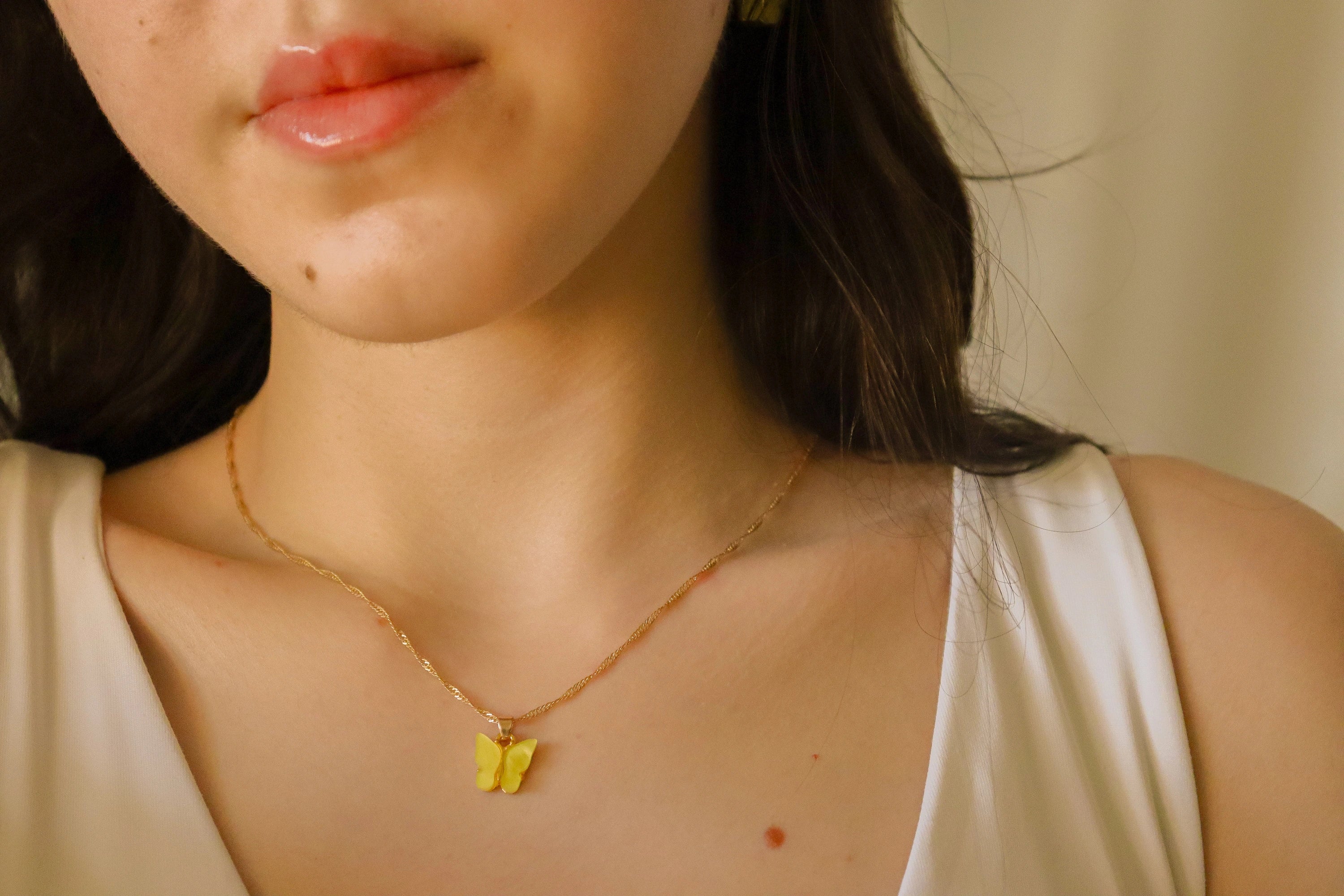 Gold Butterfly Necklace And Earring Set