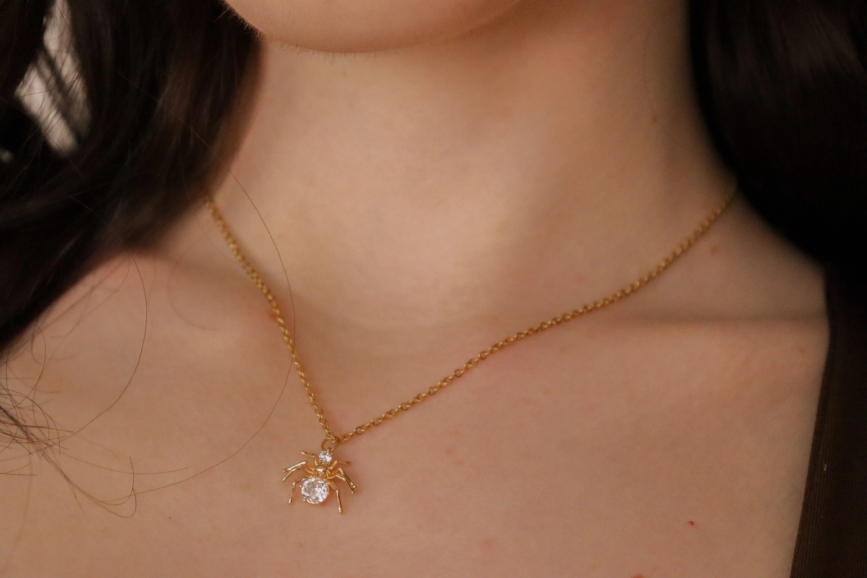 Gold Filled or Silver Spider Necklace Set