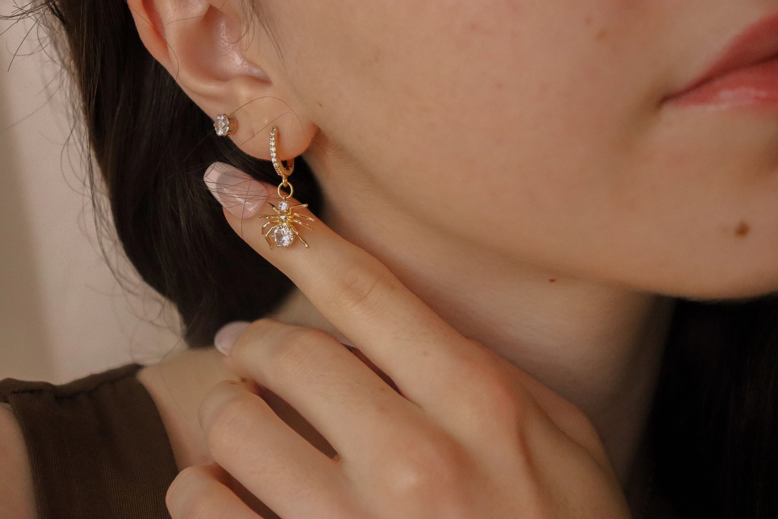Gold Filled or Silver Spider Earrings