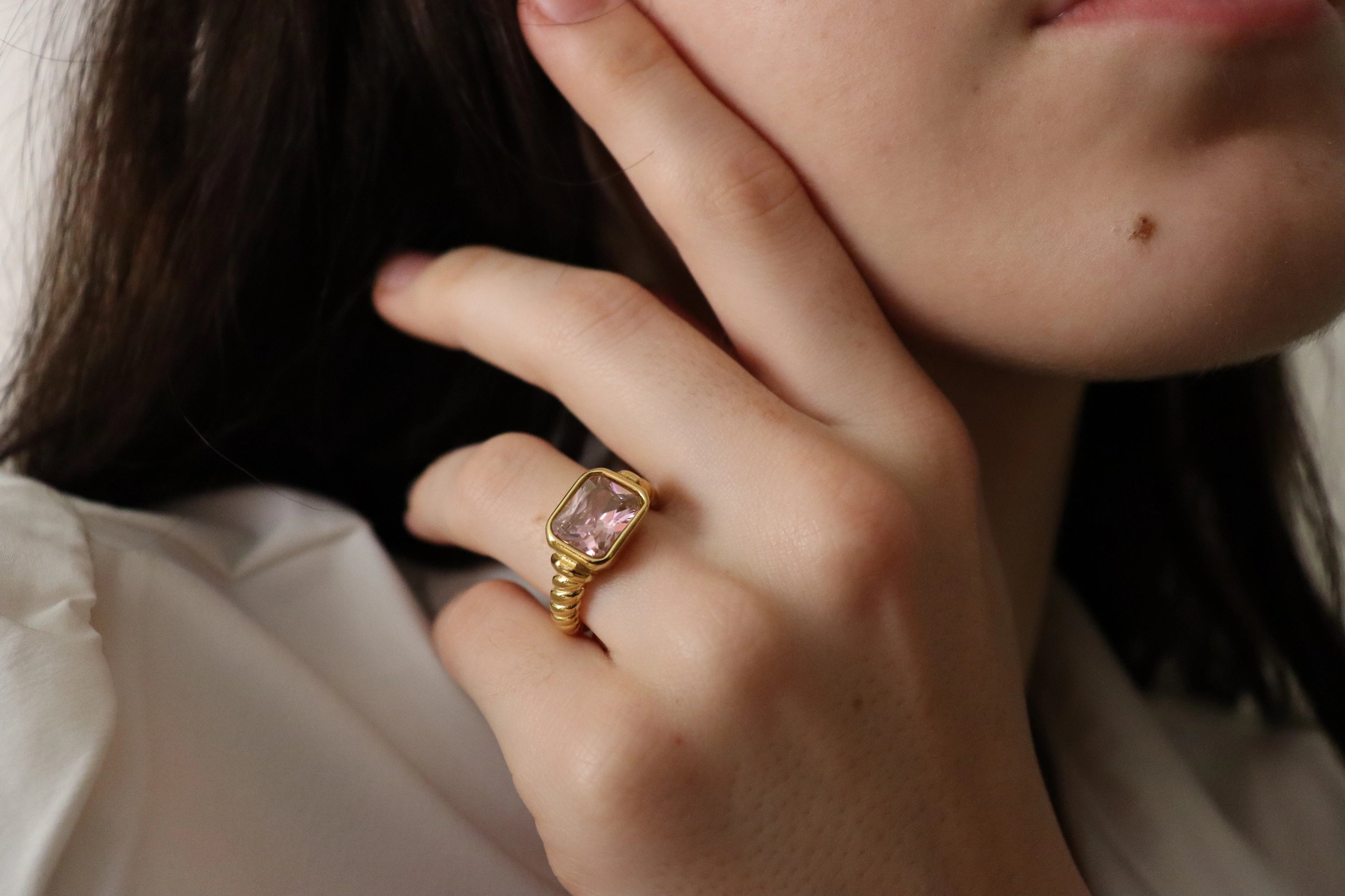 Gold Filled Signet Emerald Ring