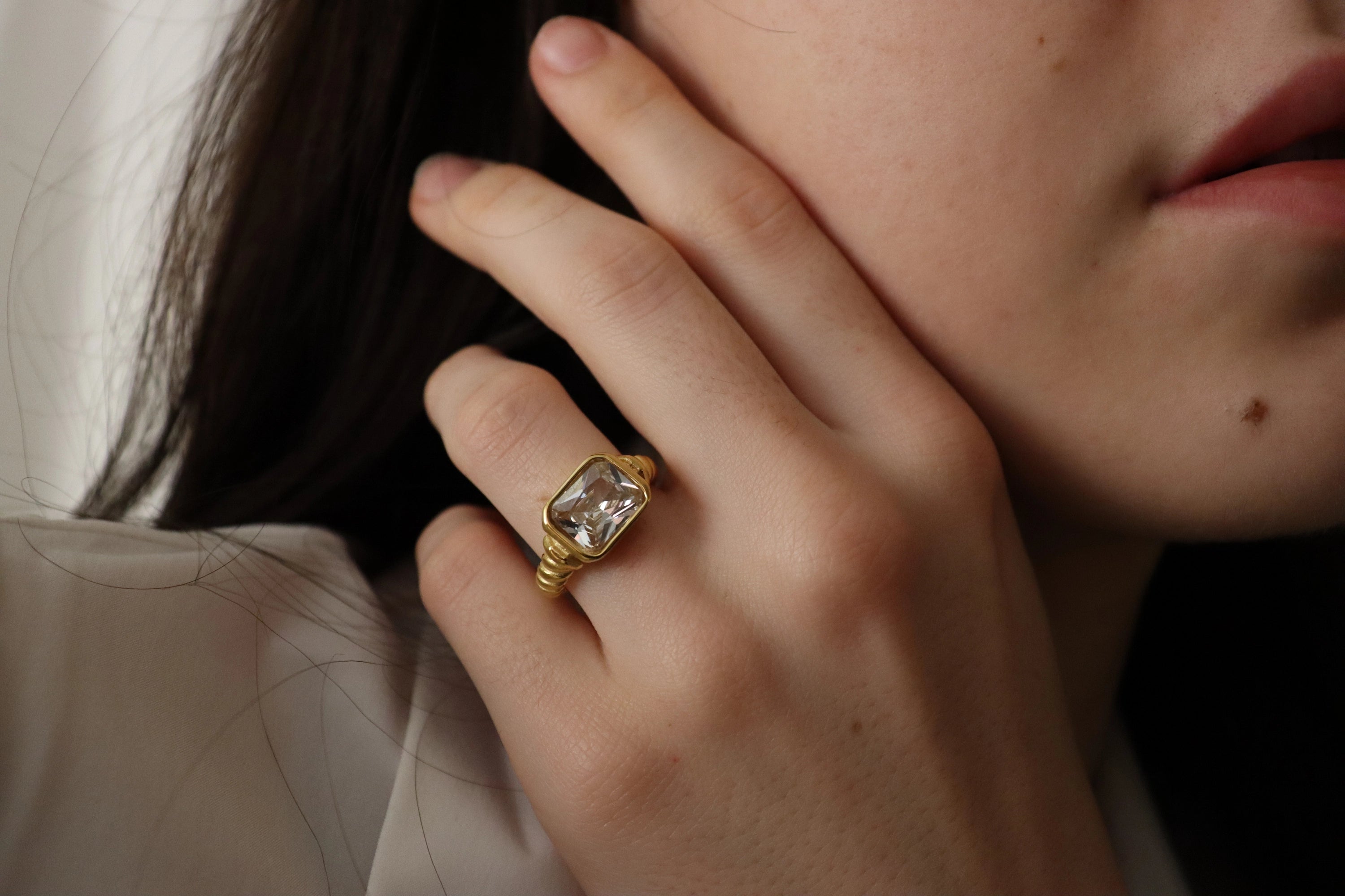 Gold Filled Signet Emerald Ring