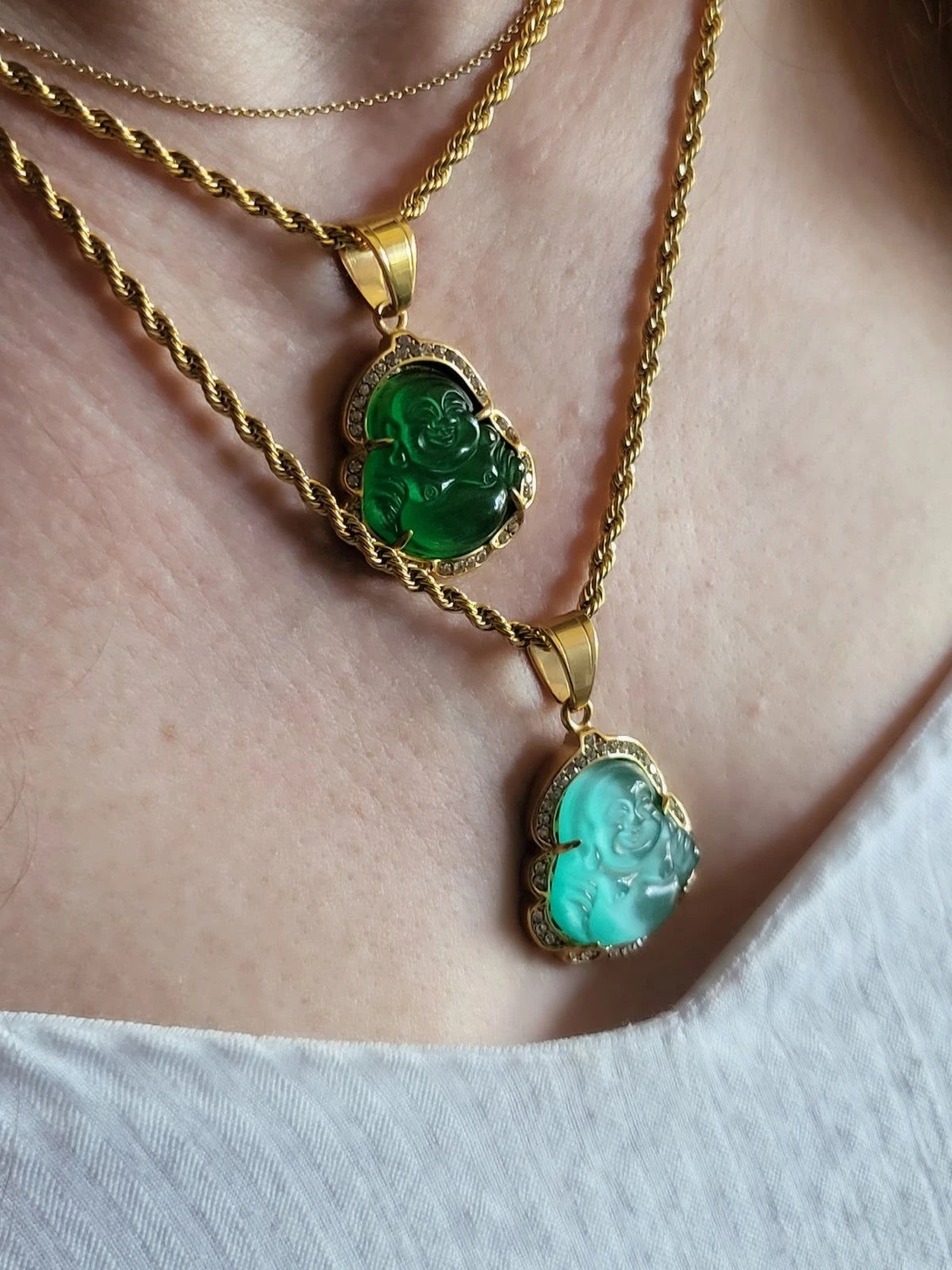 Gold Jade Buddha Necklace