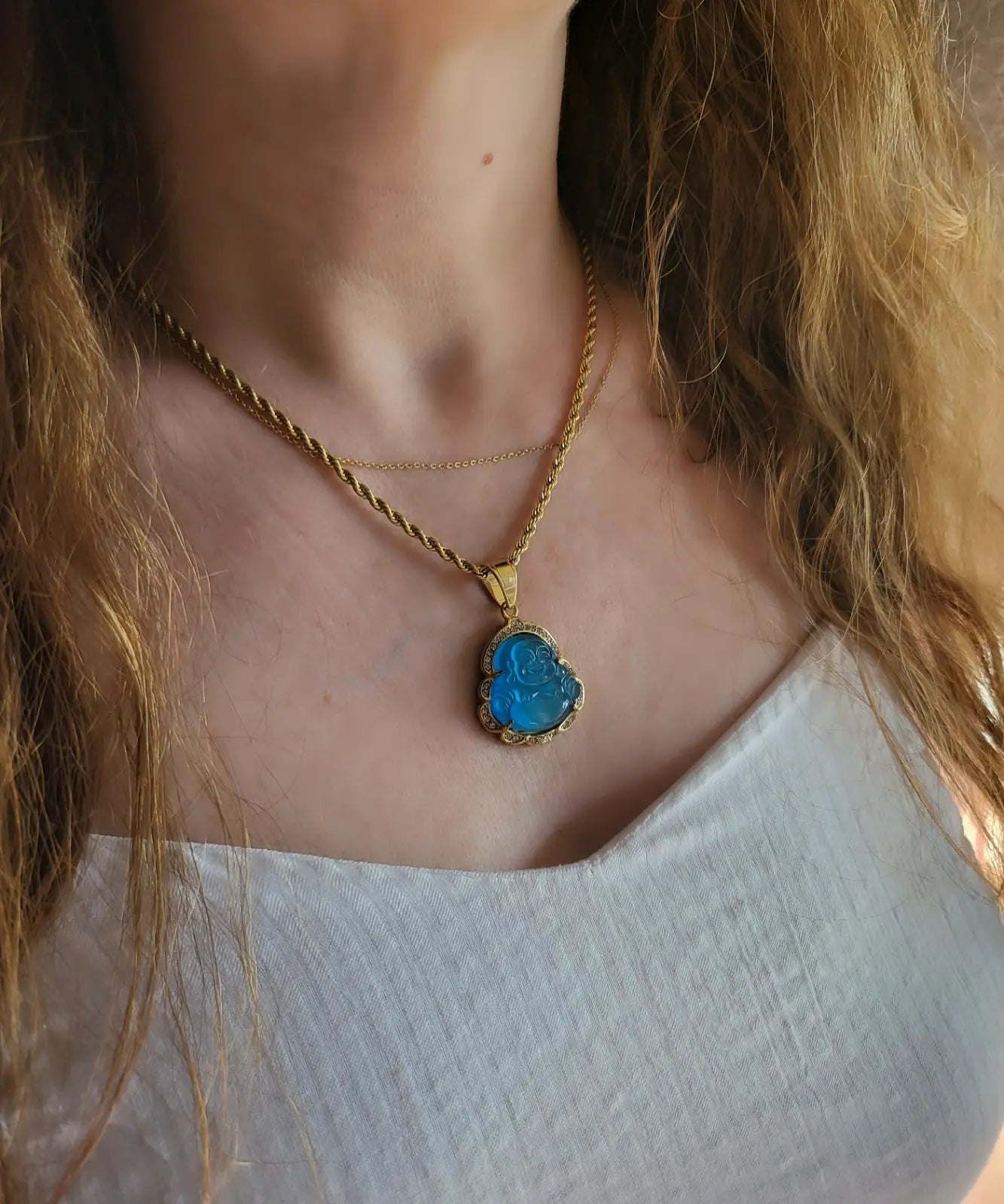 Gold Jade Buddha Necklace