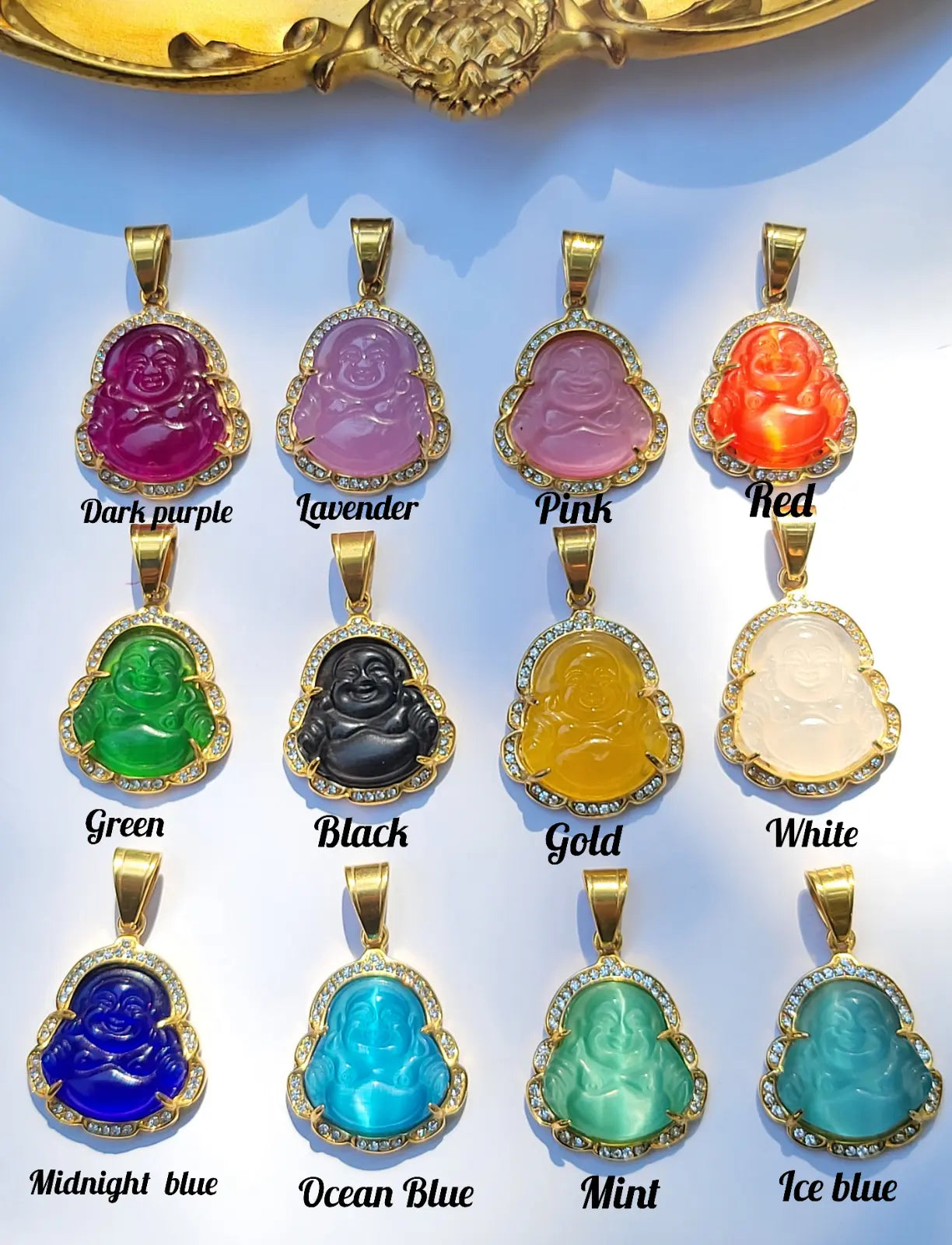 Gold Jade Buddha Necklace
