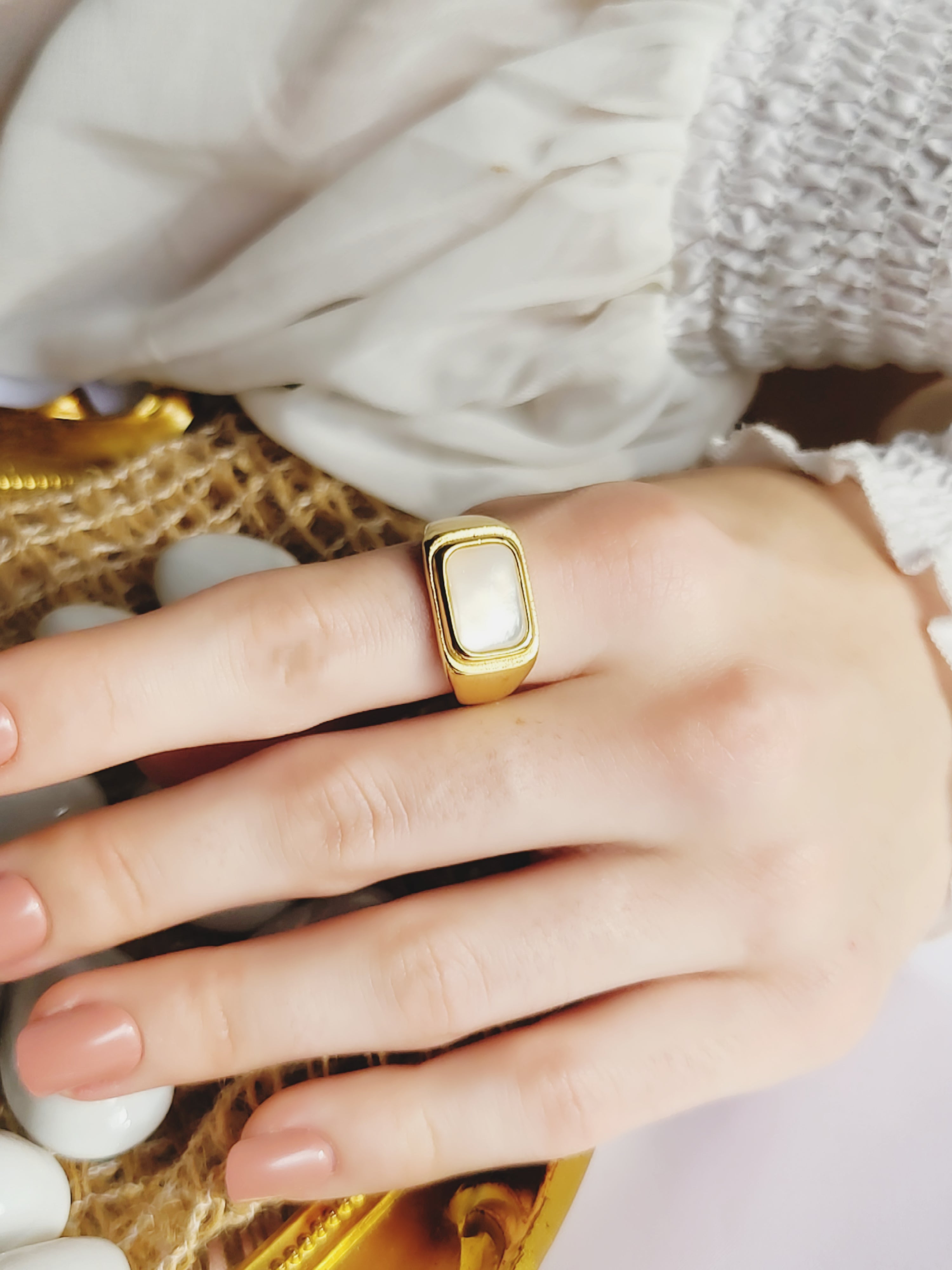 Gold Filled Natural White Pearl Ring