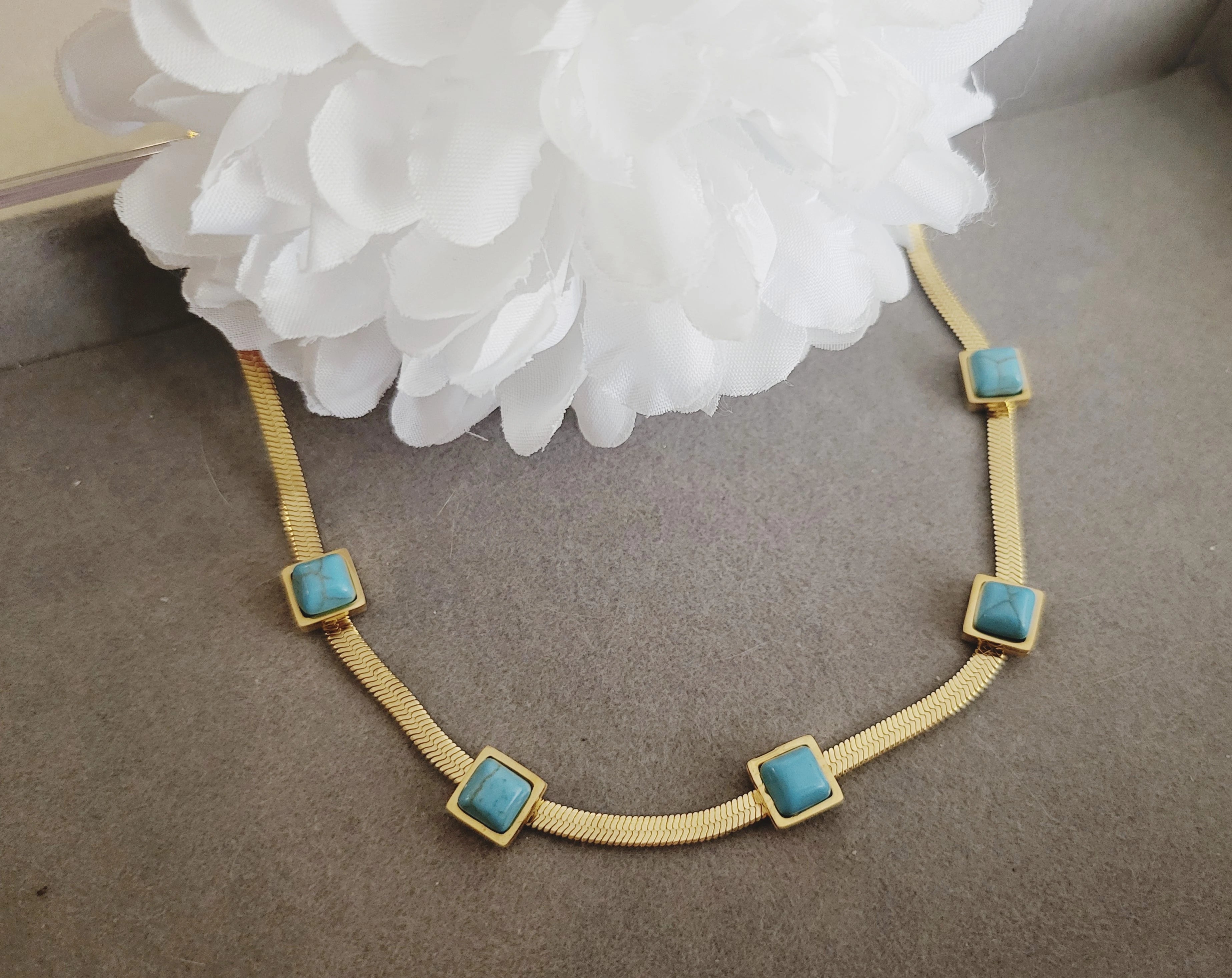 Gold Filled Turquoise Snake  Necklace