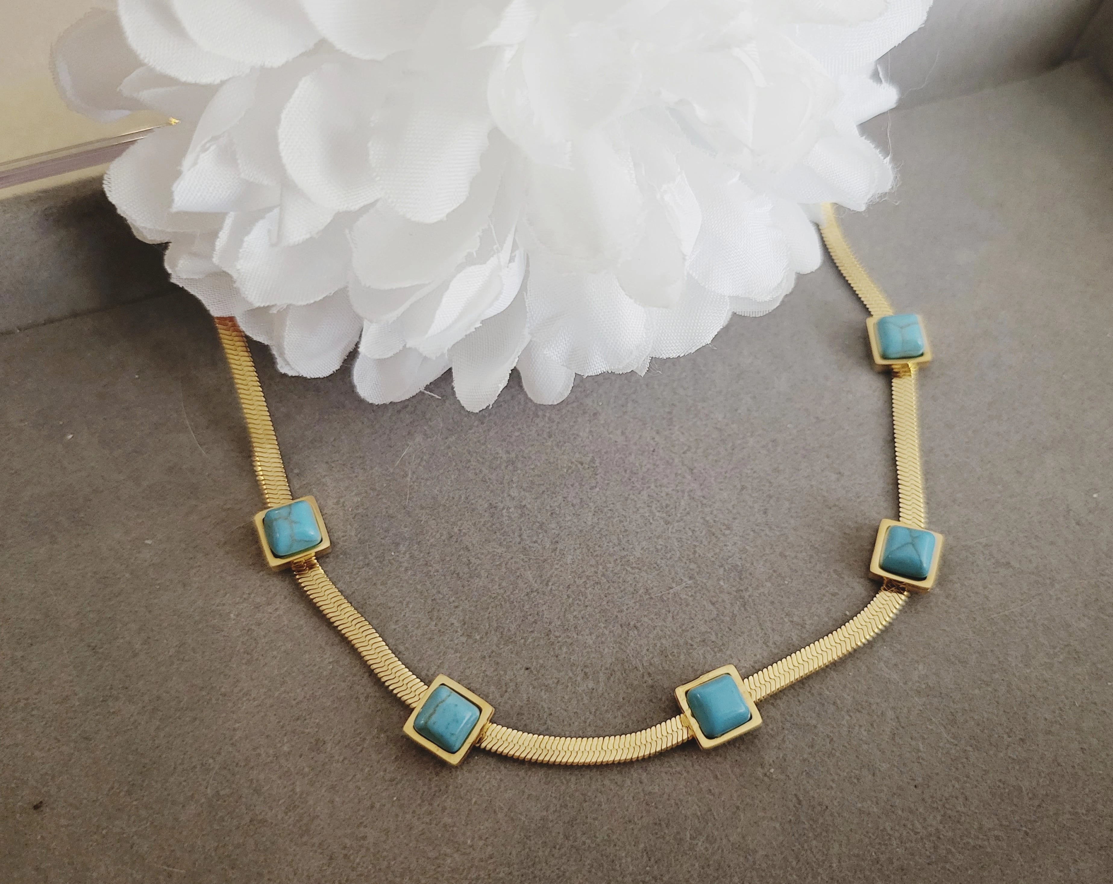 Gold Filled Turquoise Snake Necklace