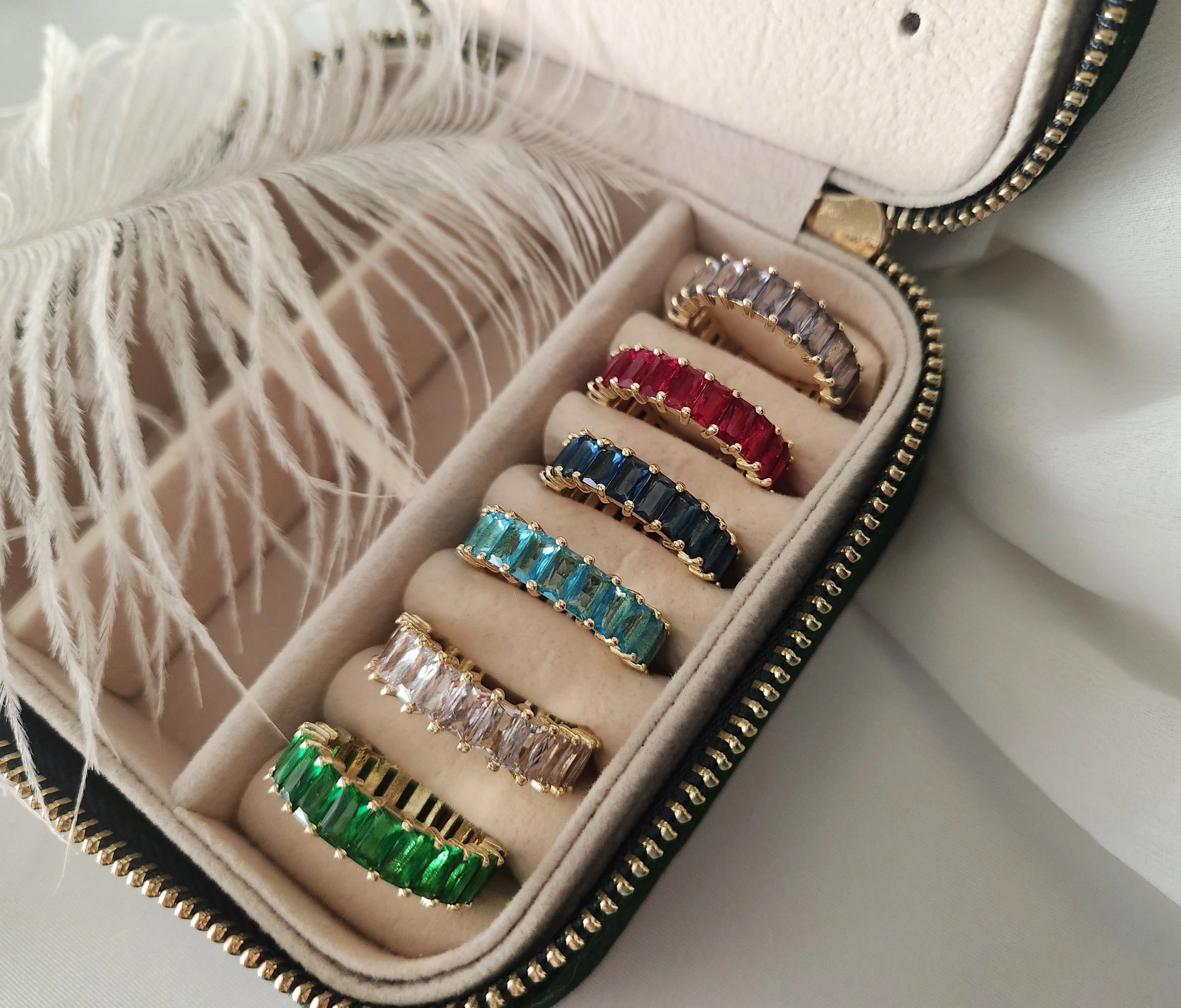 Adjustable Colorful Baguette Band Ring