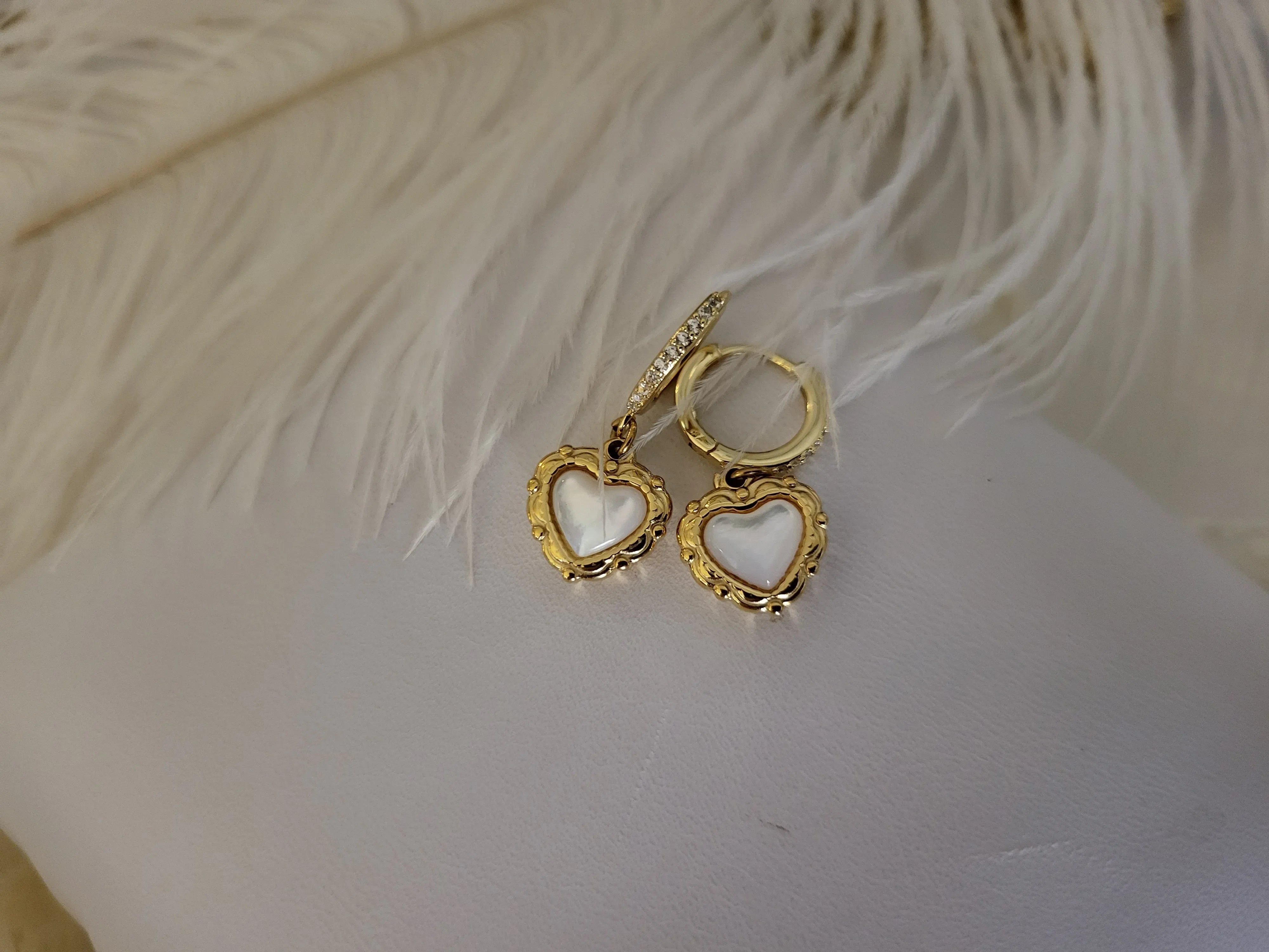 Gold Vintage Mother Of Pearl Earrings product images.
