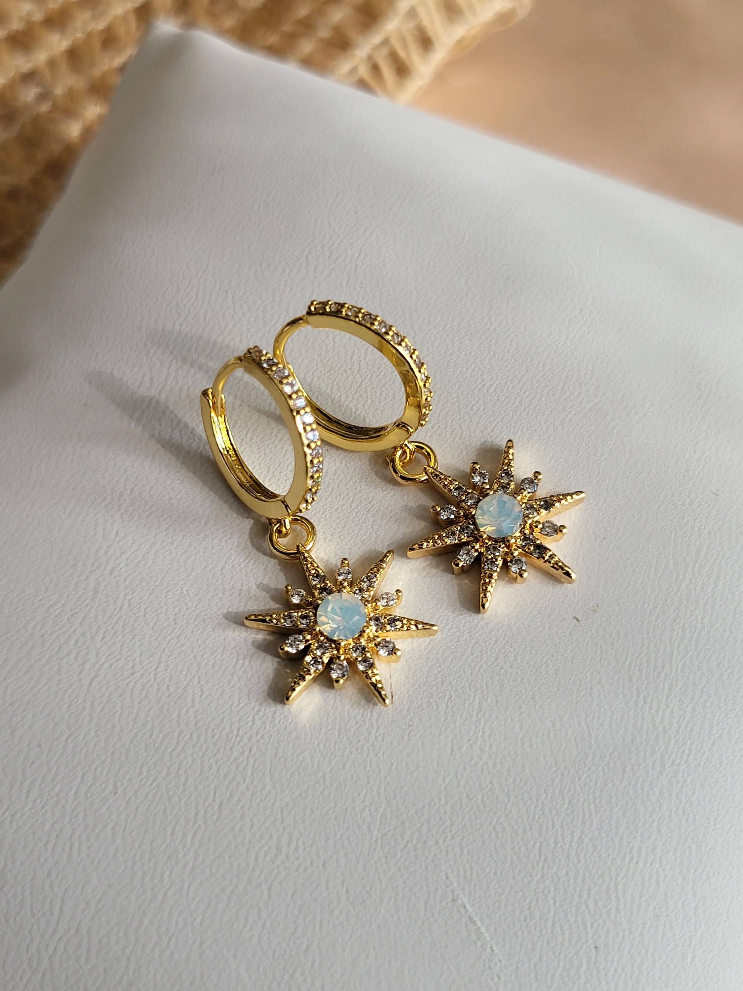 Star Burst Opal Earrings product images.