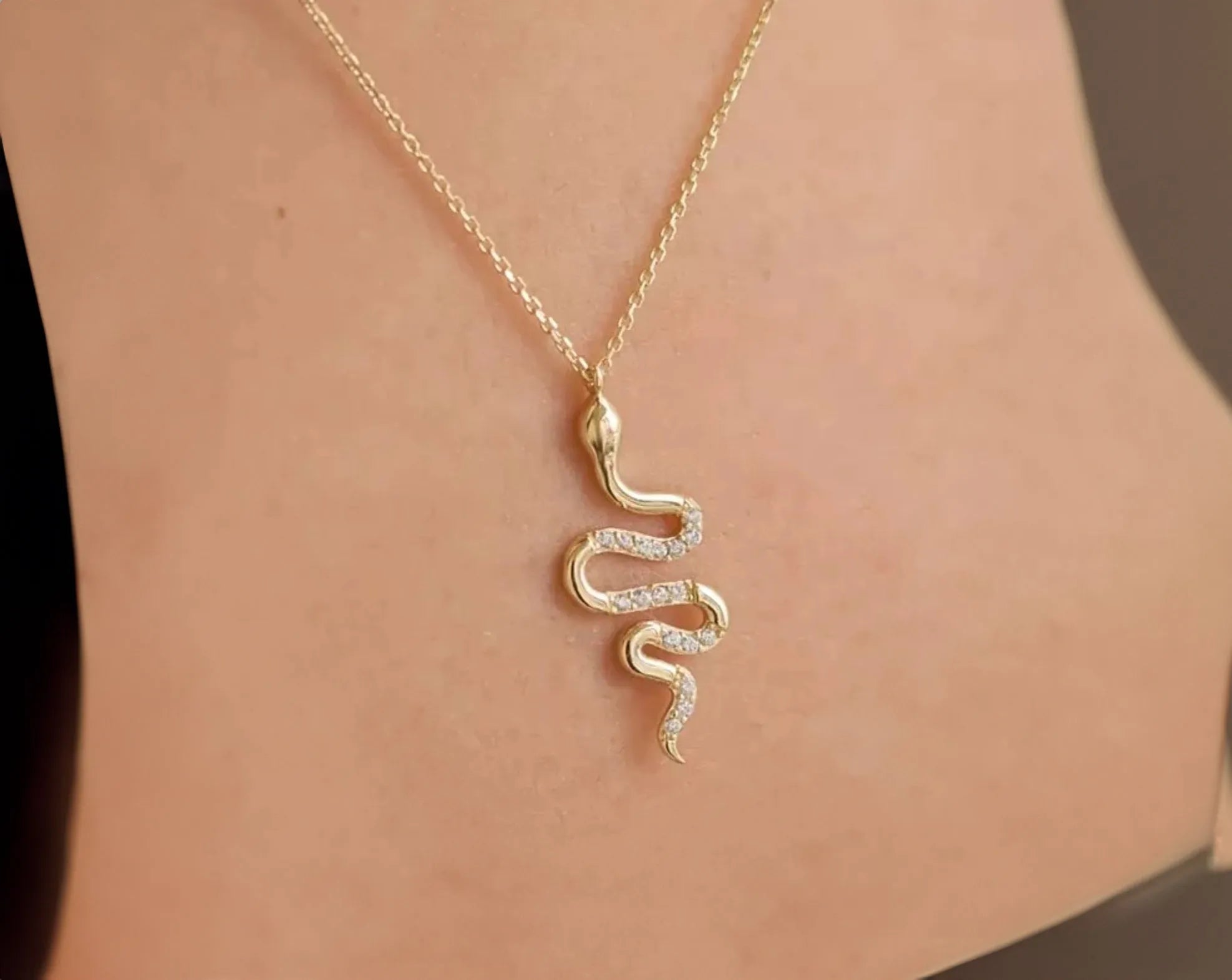 Ava Snake Necklace product images.