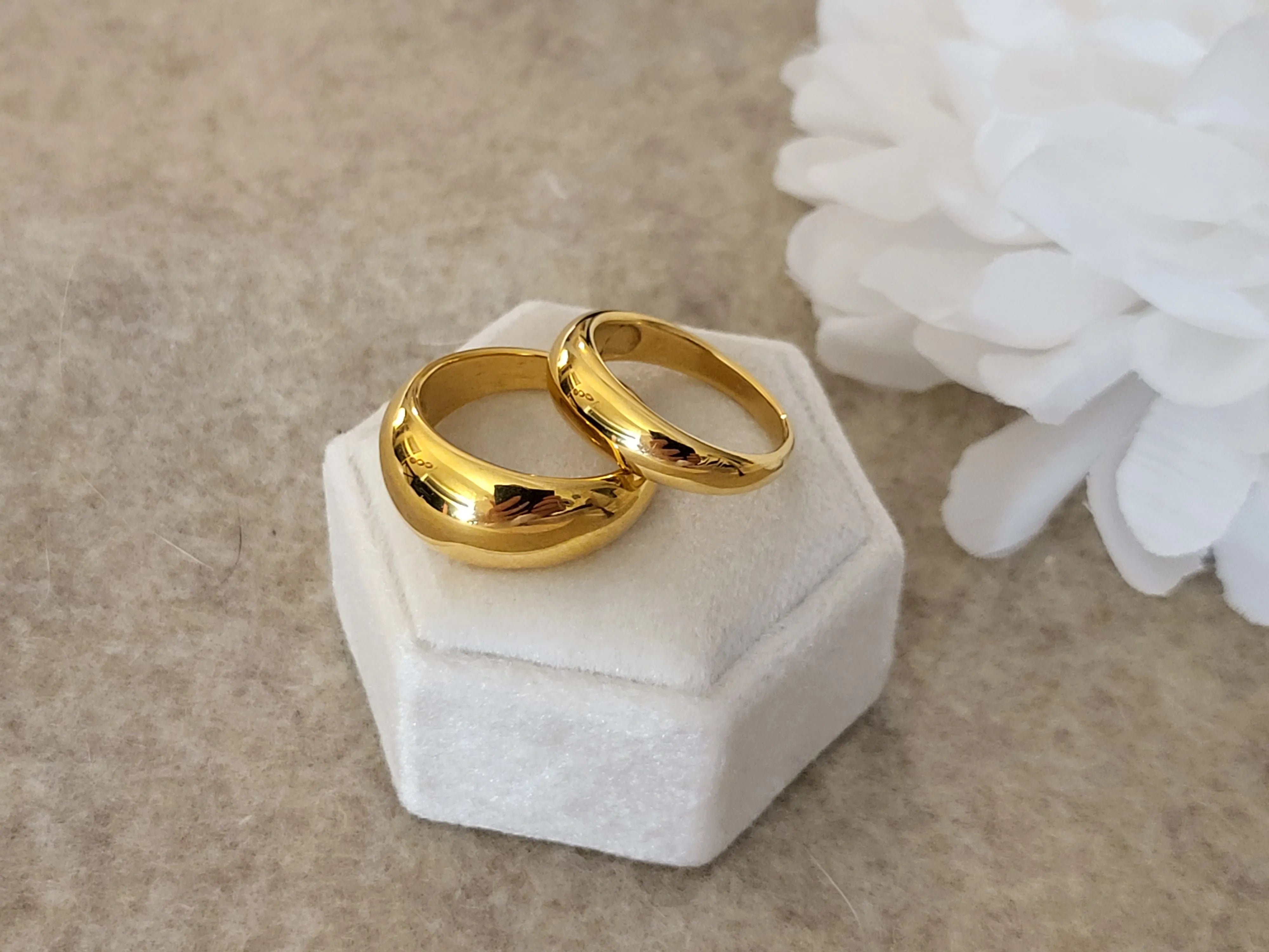 Dome And Narrow Rings Stackable Ring Hypoallergenic product images.
