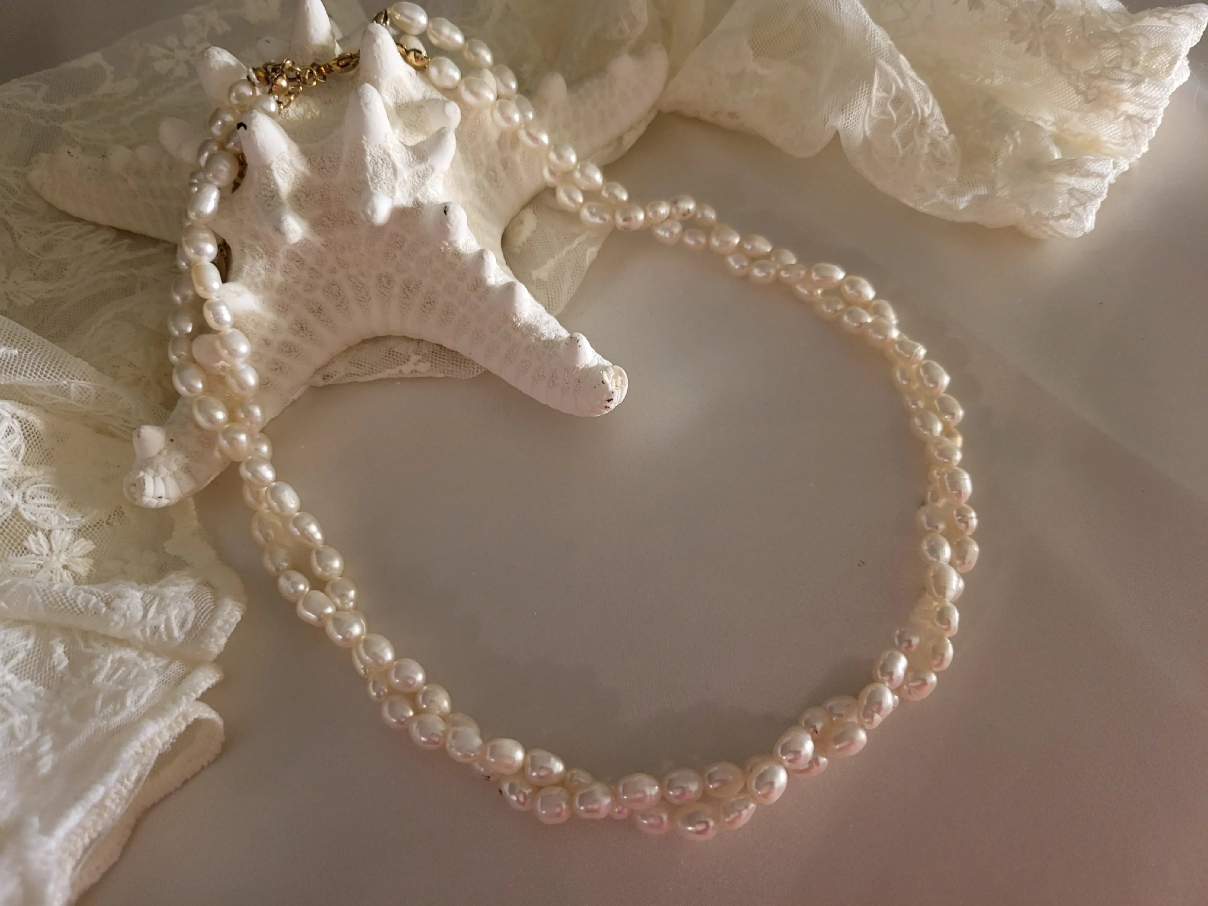 Double Freshwater Pearl Necklace product images.