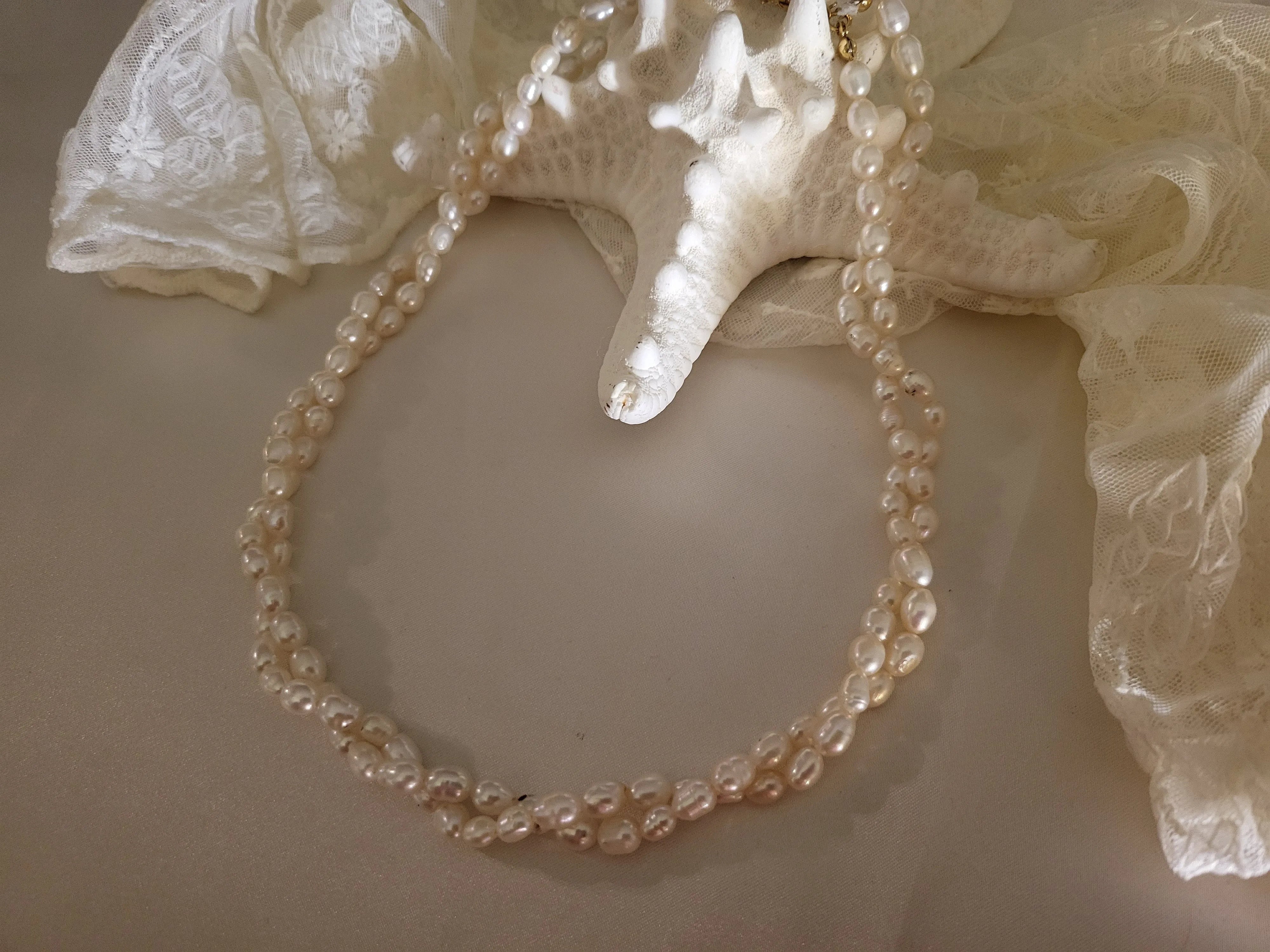 Double Freshwater Pearl Necklace product images.