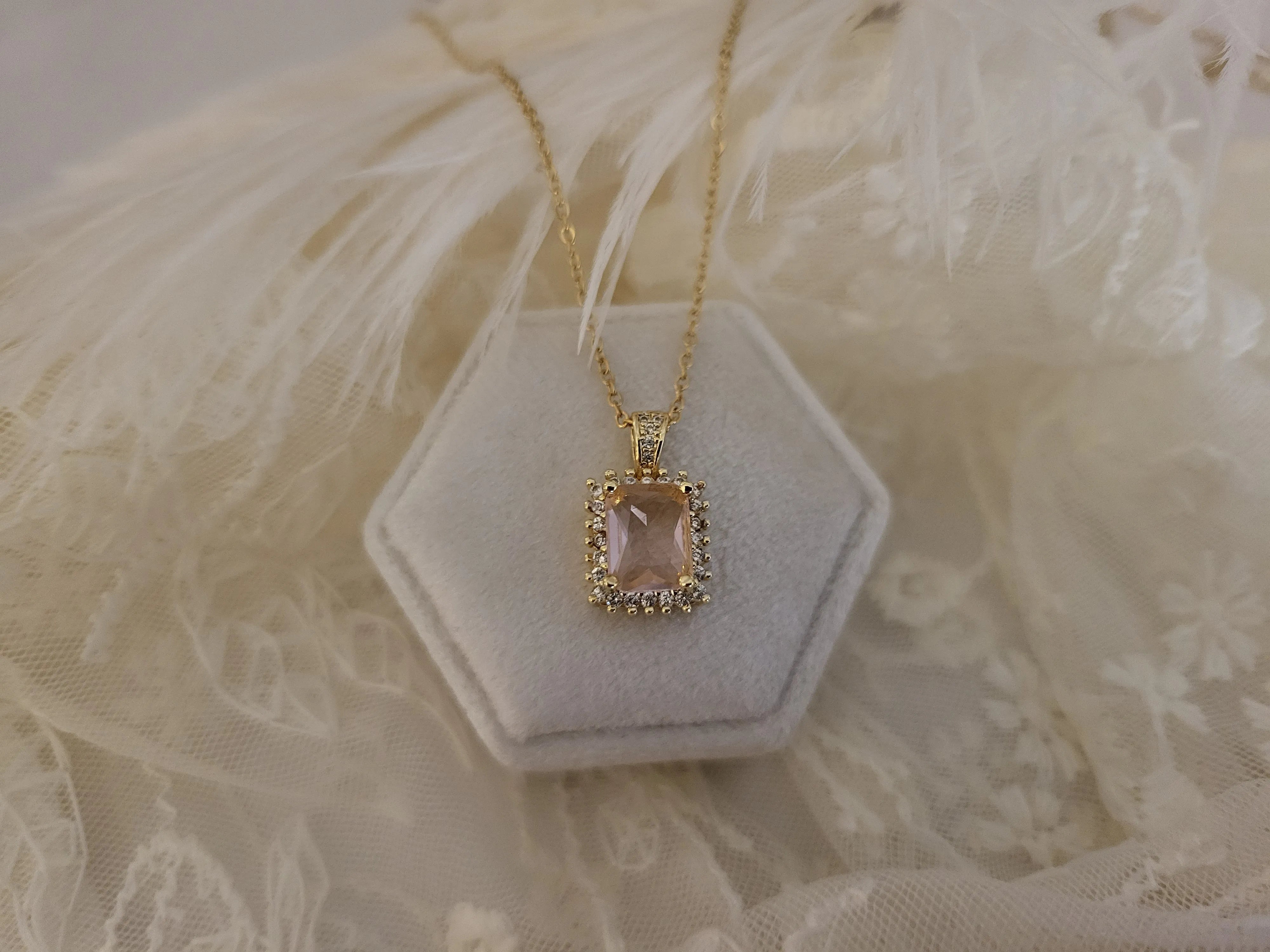 Elizabeth Square Necklace product images.