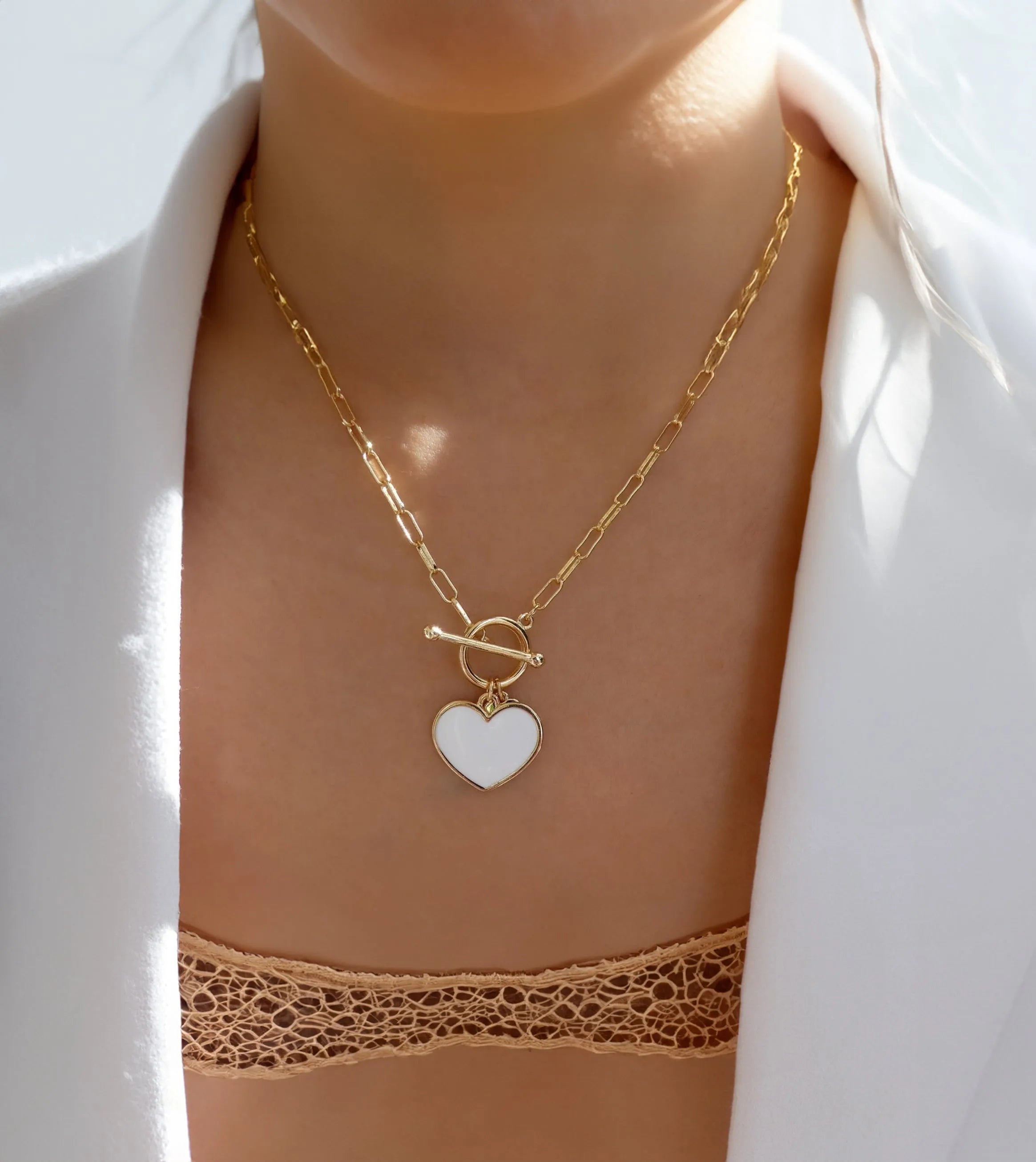 Eva Toggle Heart Necklace product images.