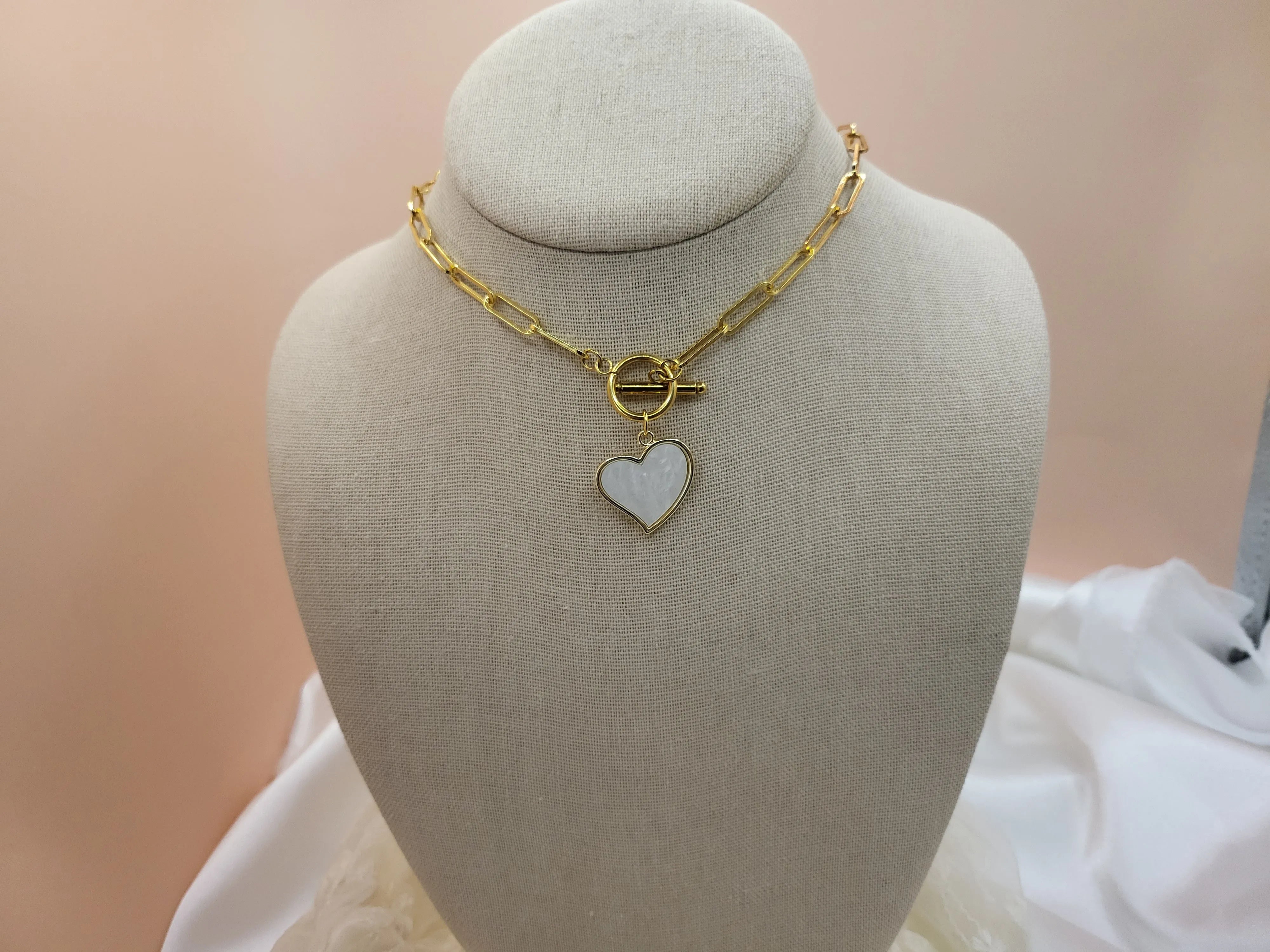 Eva Toggle Heart Necklace product images.