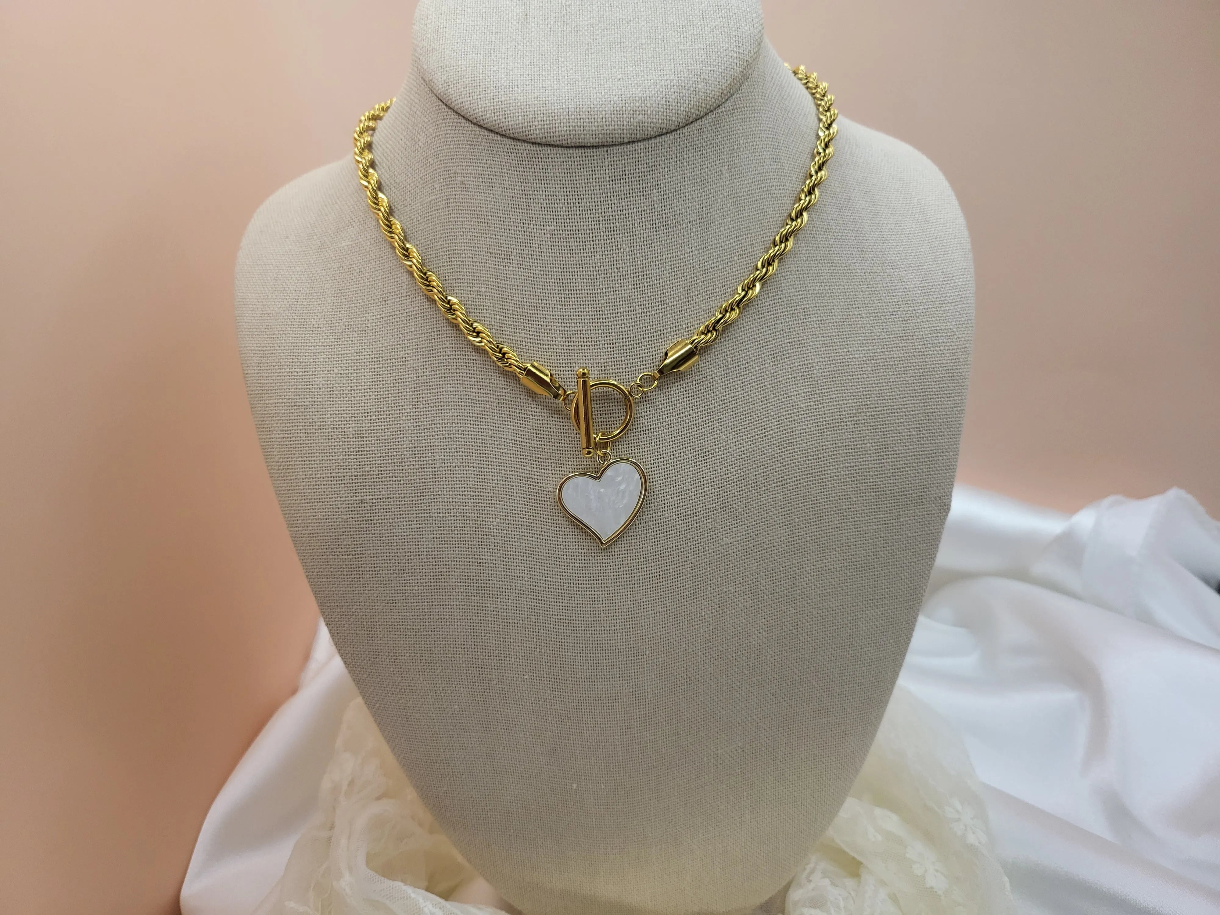 Eva Toggle Heart Necklace product images.