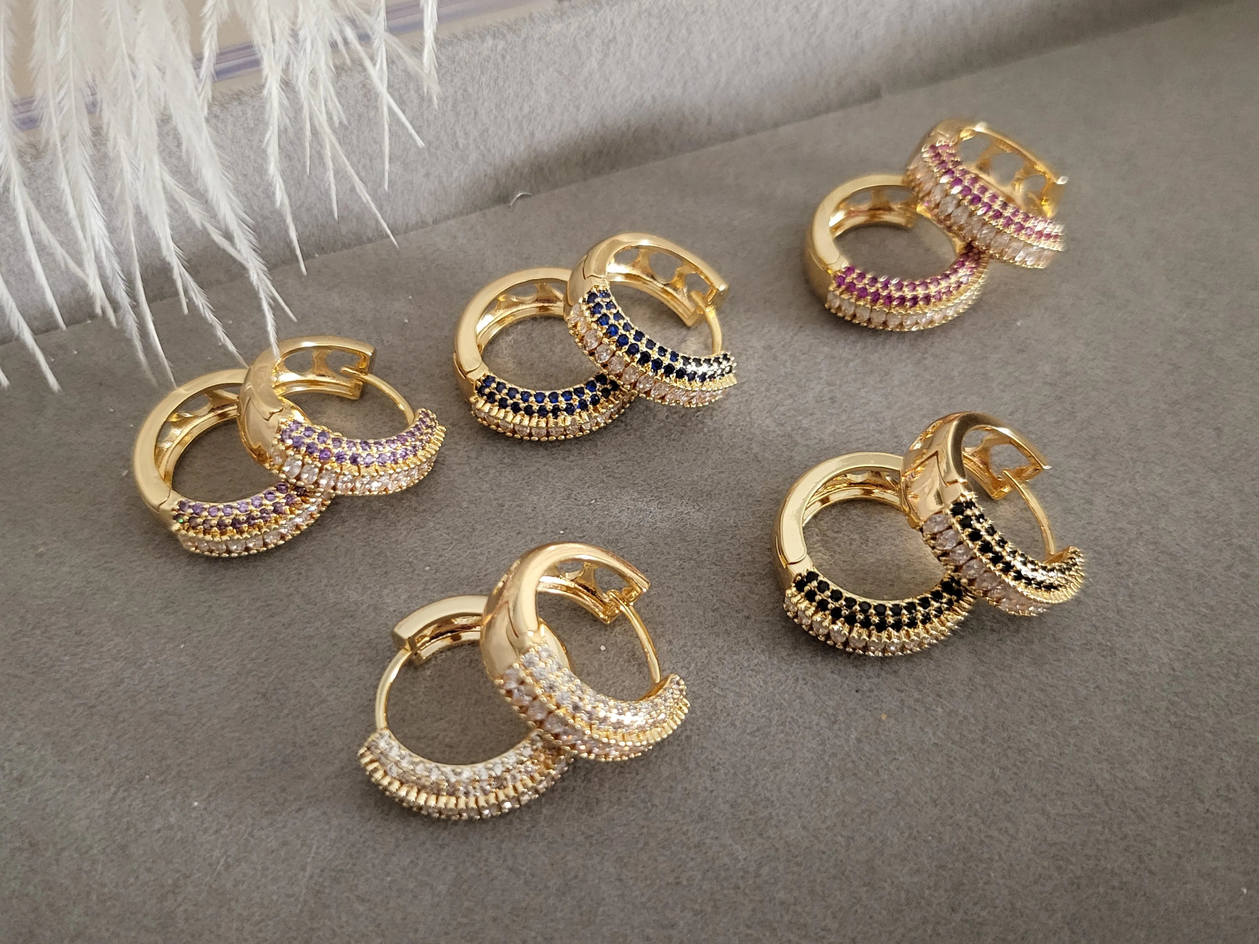 Gold Filled Cz Colorful Hoops product images.