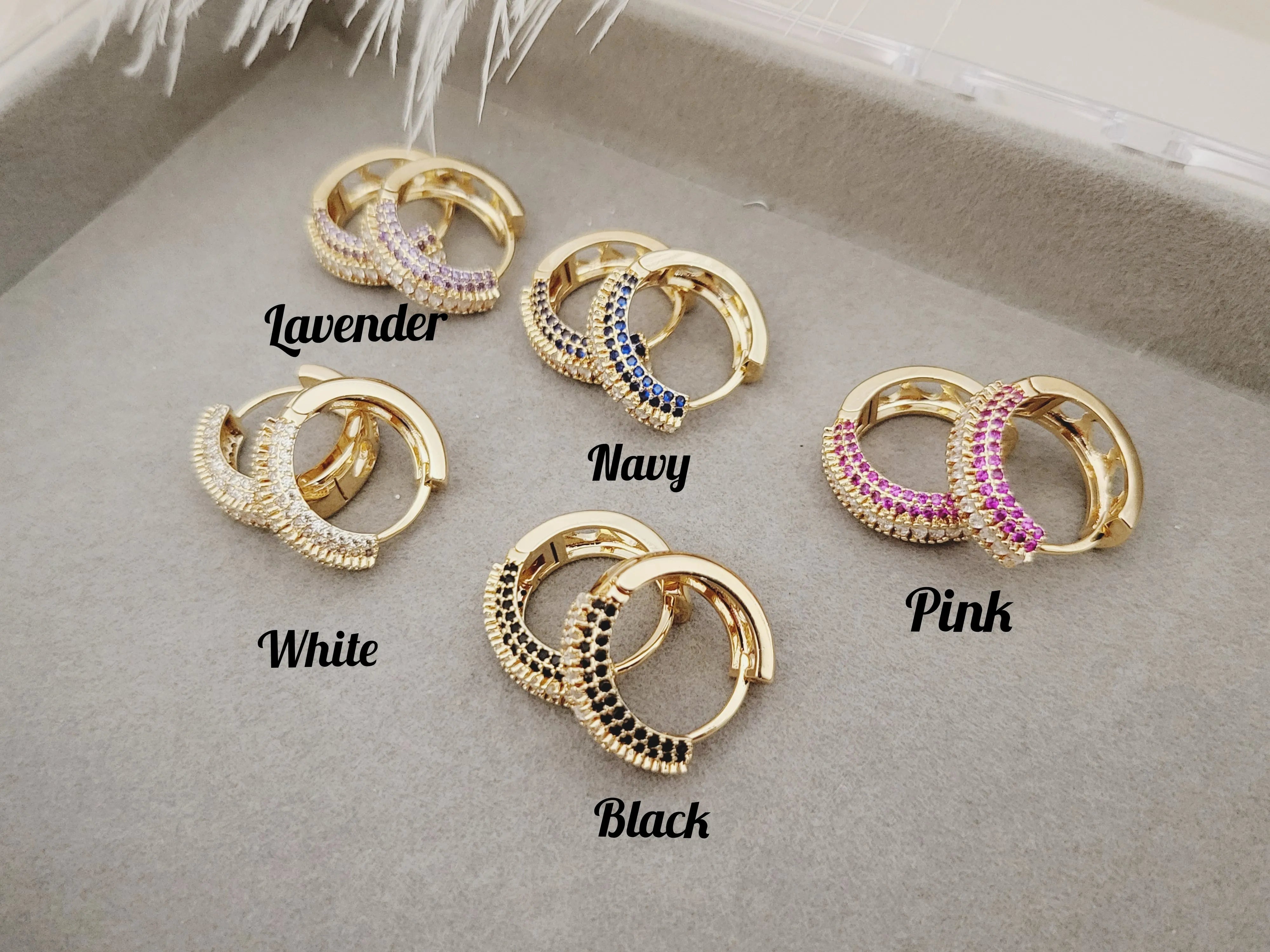 Gold Filled Cz Colorful Hoops product images.