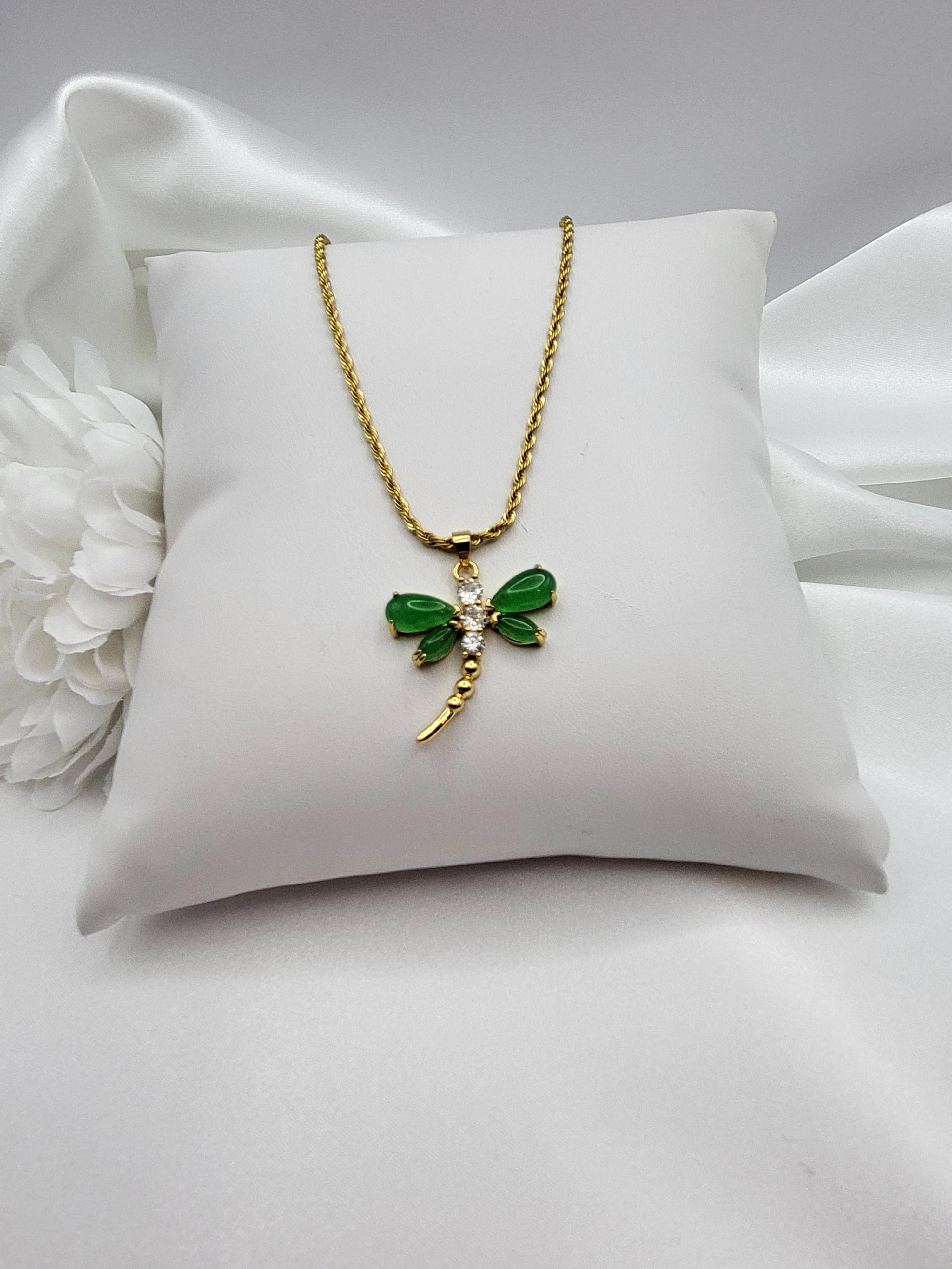 Gold Filled Green Jade Necklace product images.