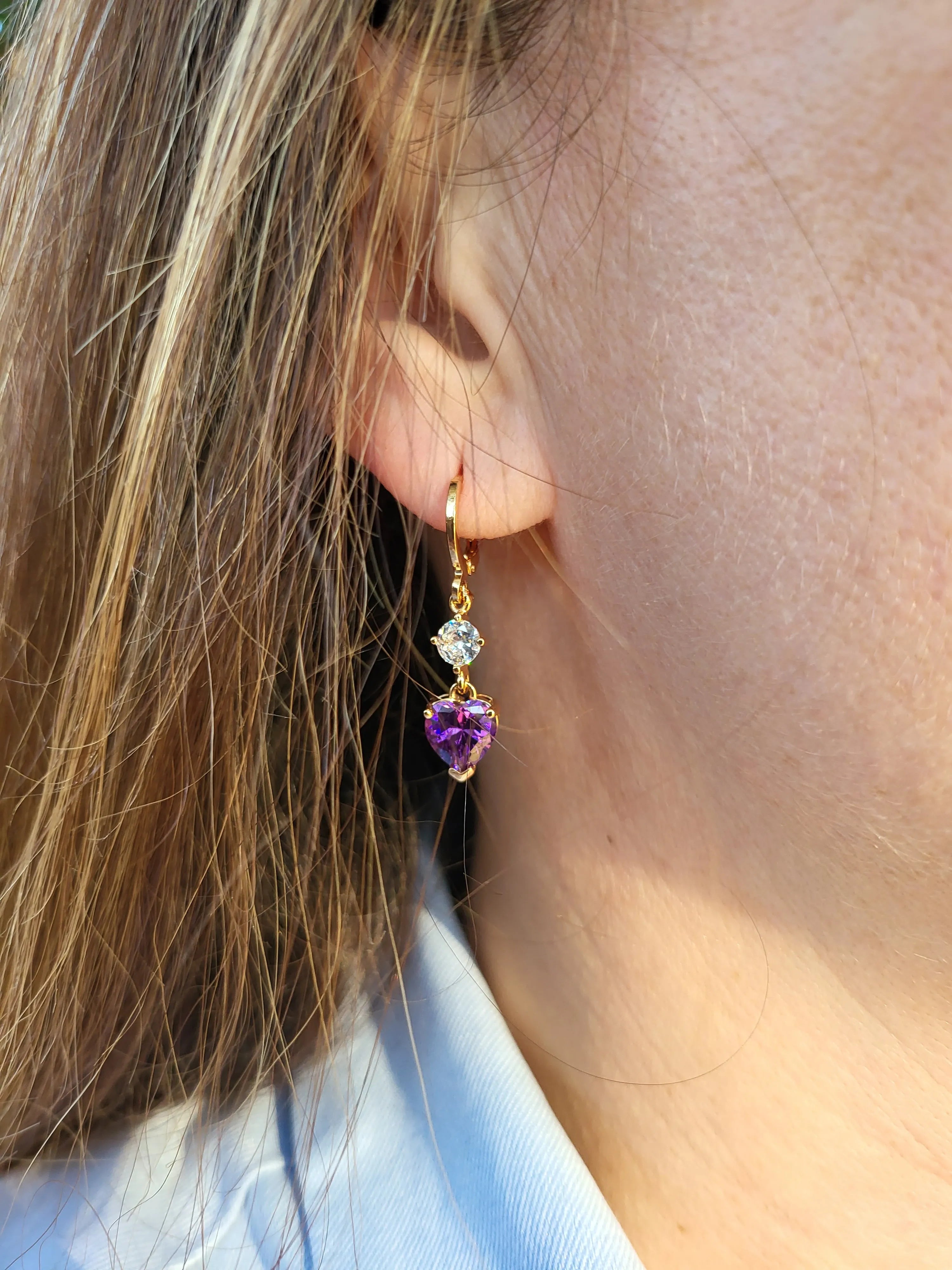Gold Filled Heart Dangle Earrings product images.
