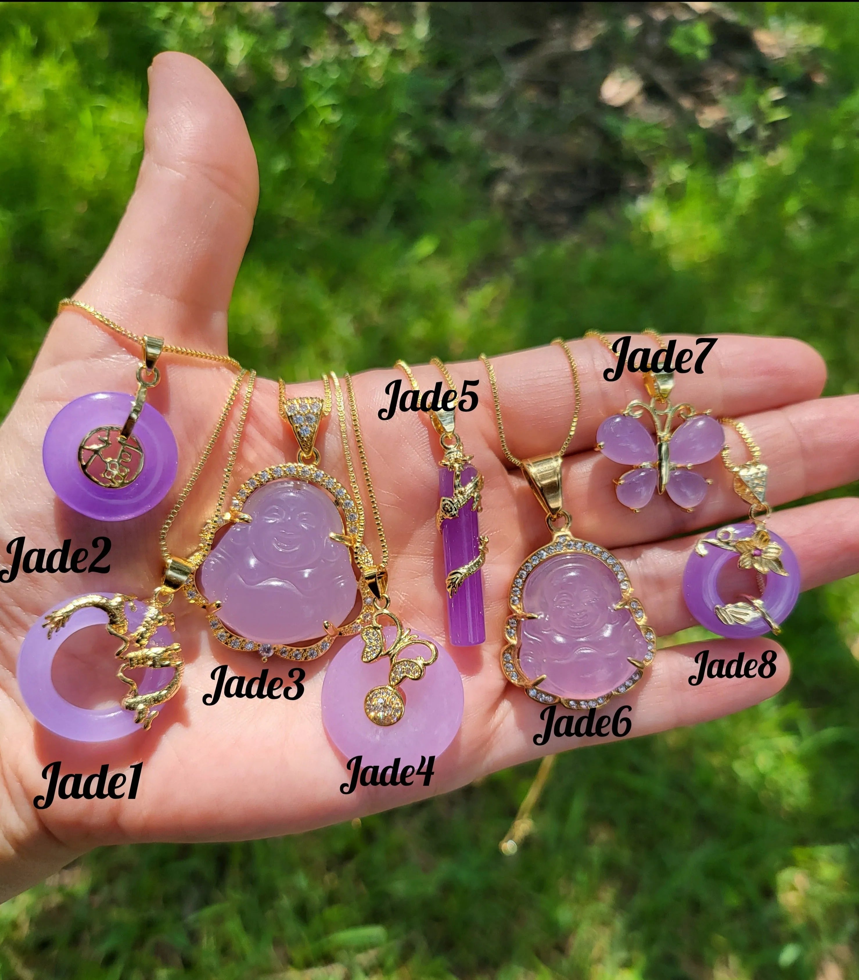 Gold Filled Lavender Jade Necklace product images.