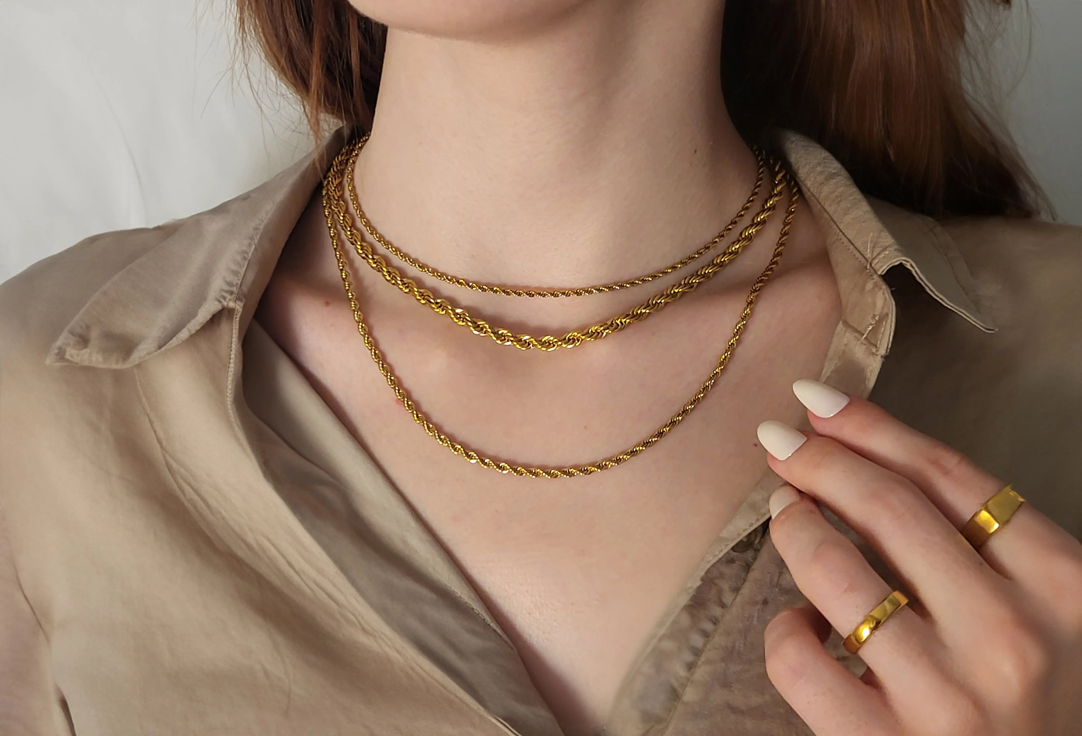 Gold Filled Non Tarnish Unisex Chain Necklace product images.