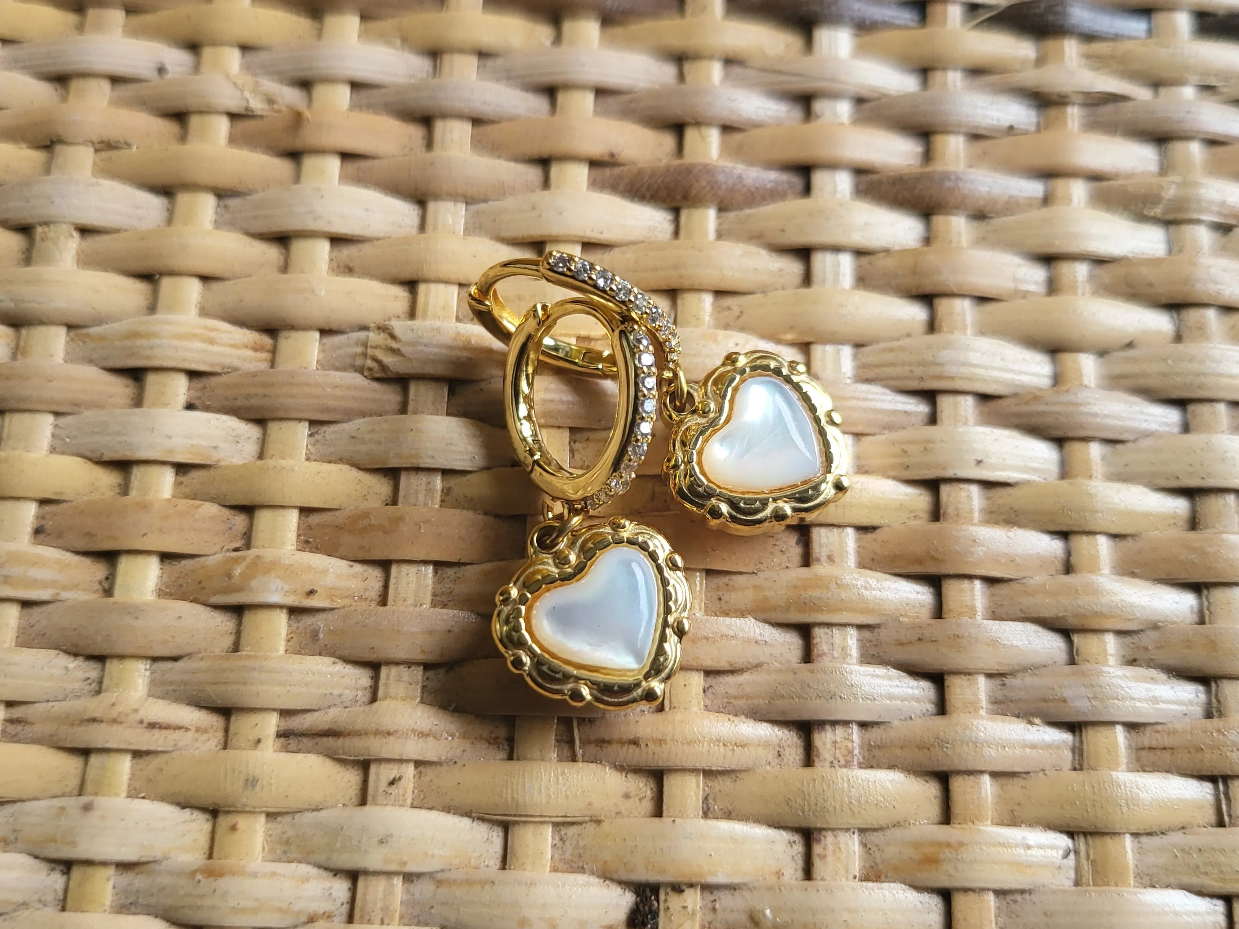 Gold Vintage Mother Of Pearl Earrings product images.