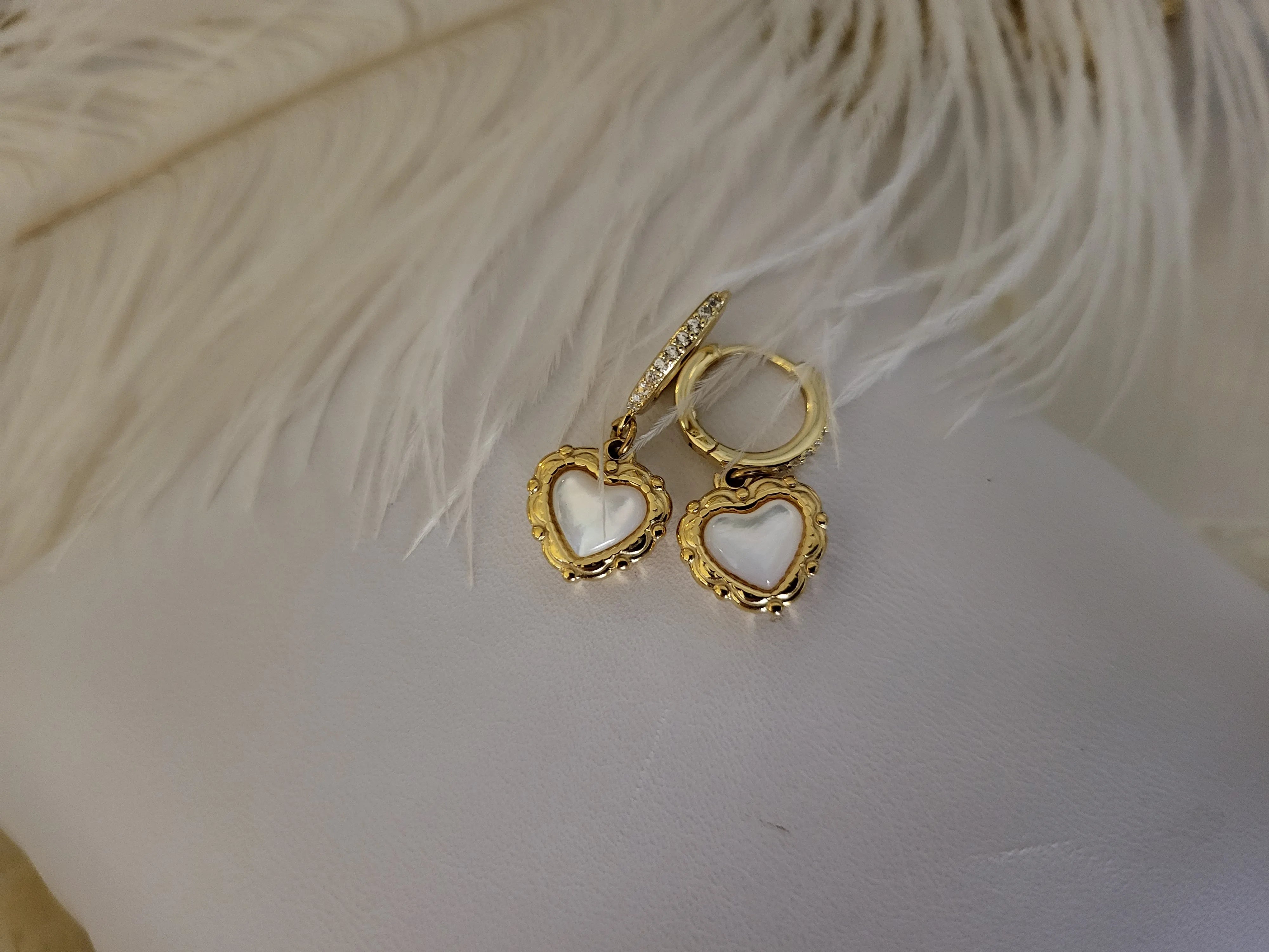 Gold Vintage Mother Of Pearl Earrings product images.