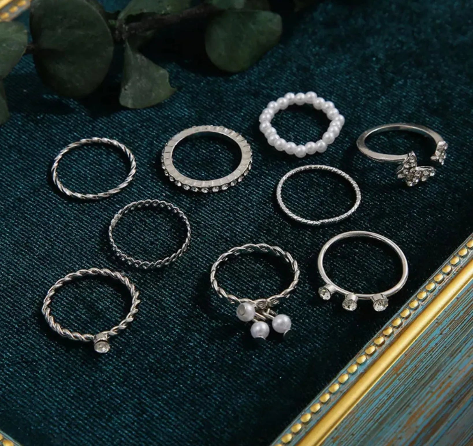 Olivia Adjustable Silver Ring Set product images.