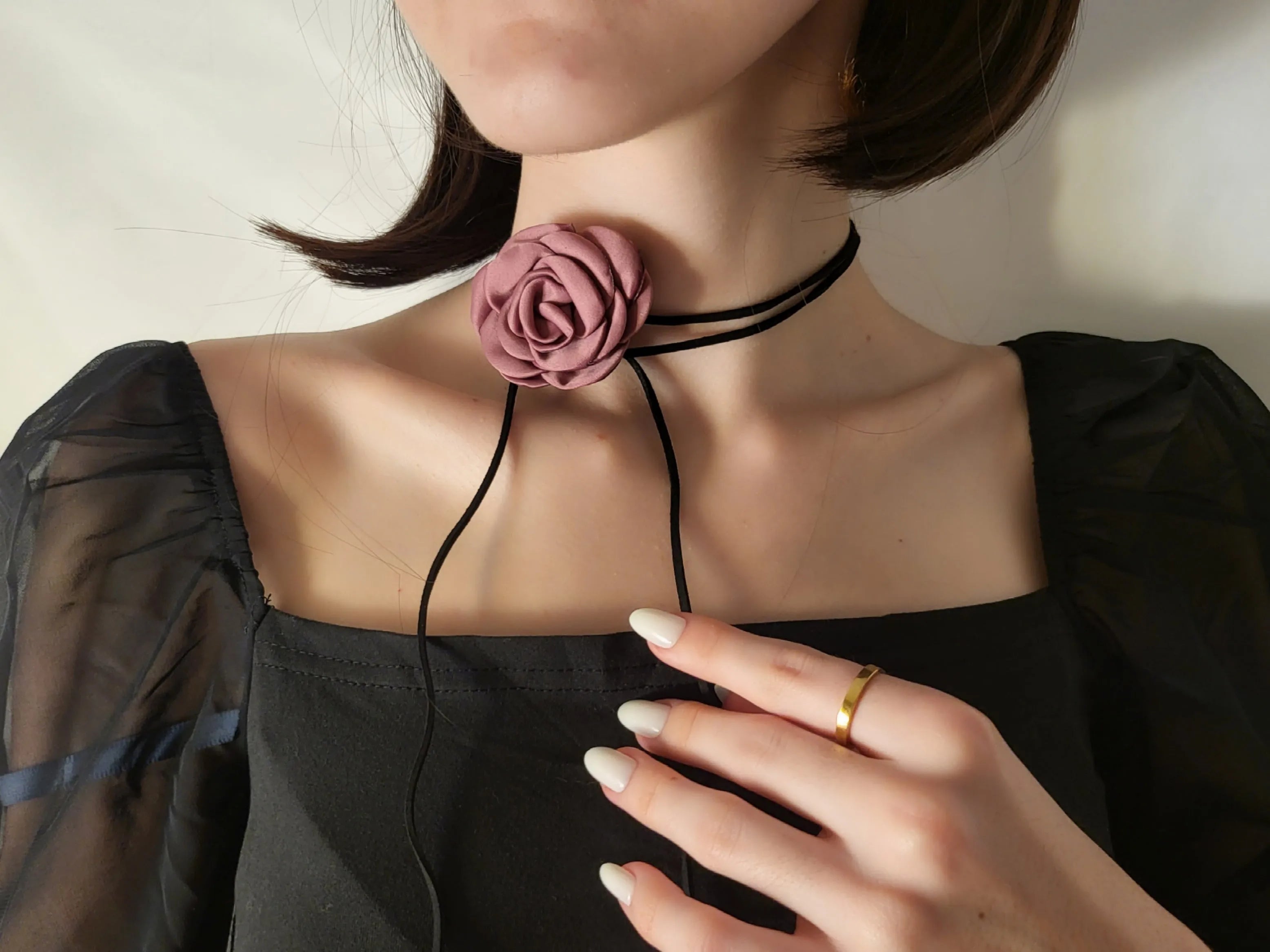 Rose Ribbon Necklace product images.