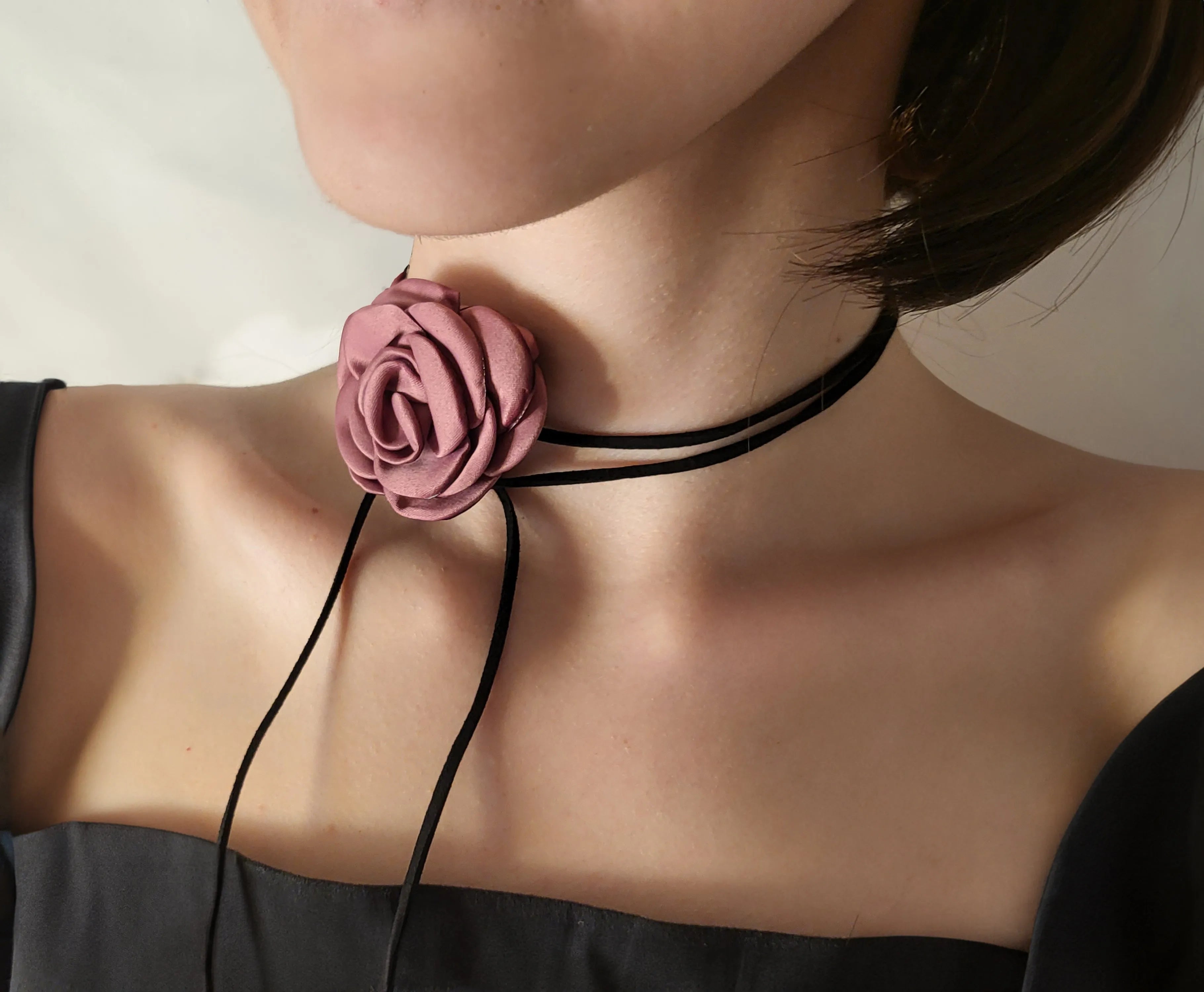 Rose Ribbon Necklace product images.