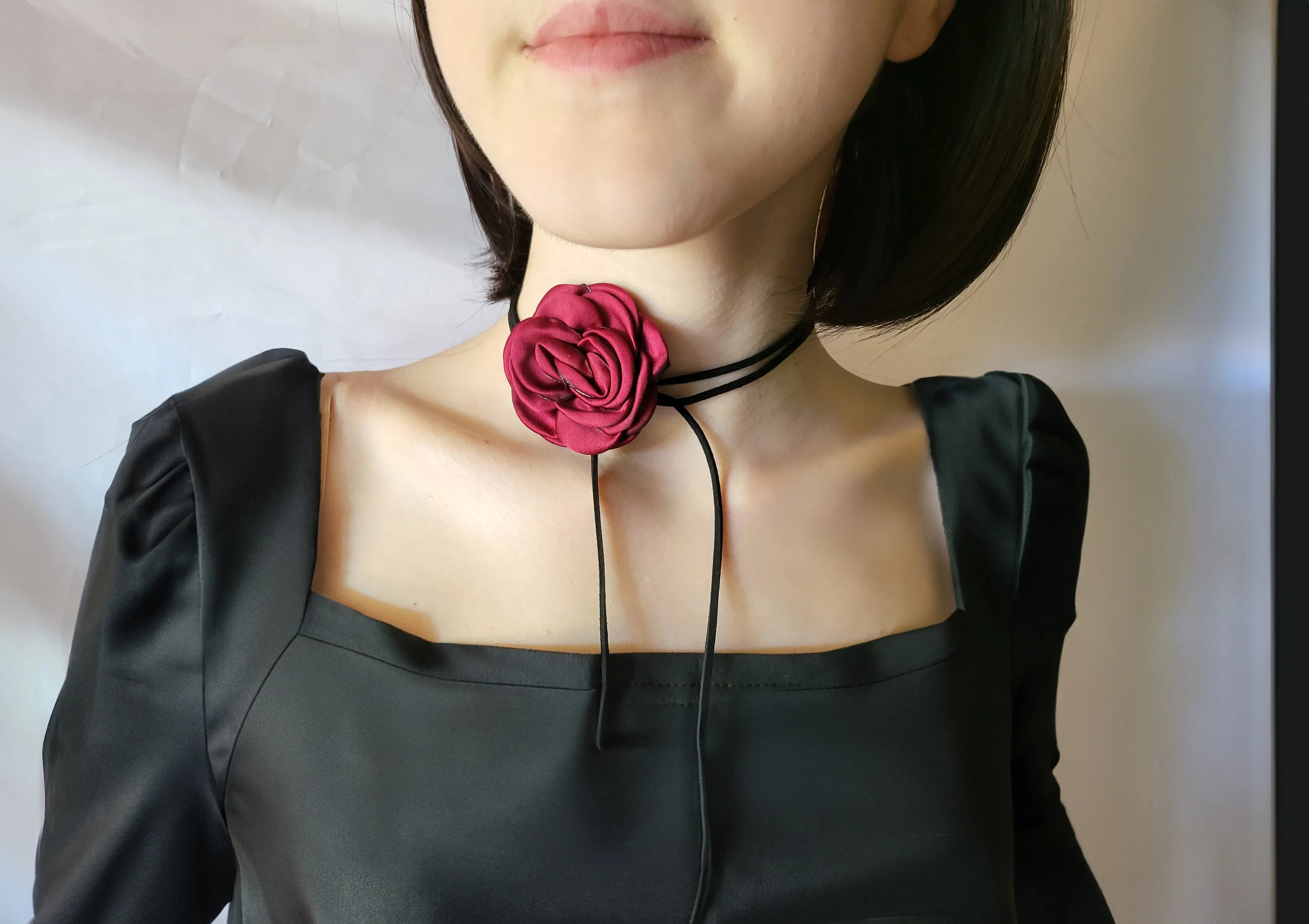 Rose Ribbon Necklace product images.