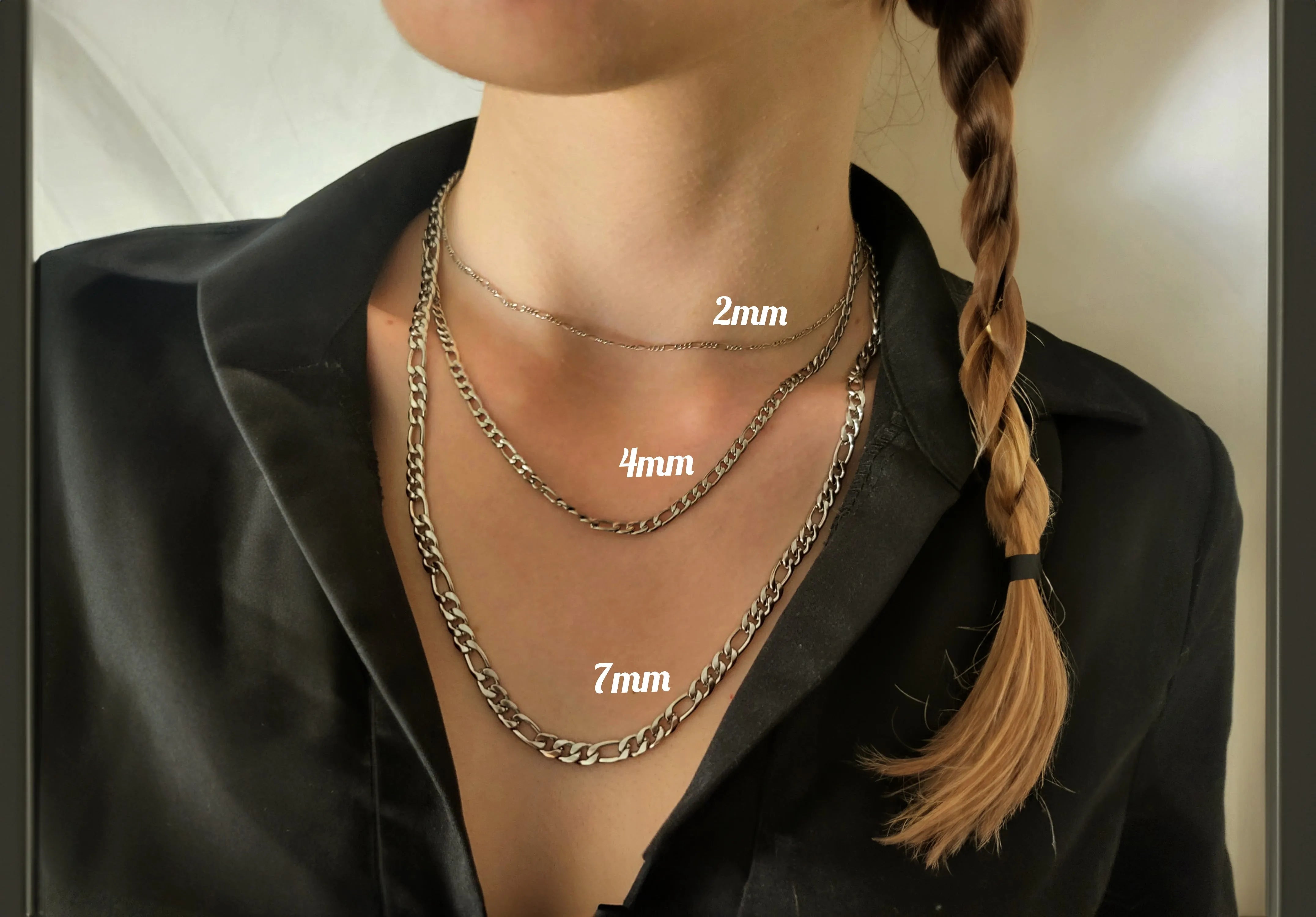 Silver Stainless Steel Non Tarnish Unisex Chain Necklace product images.
