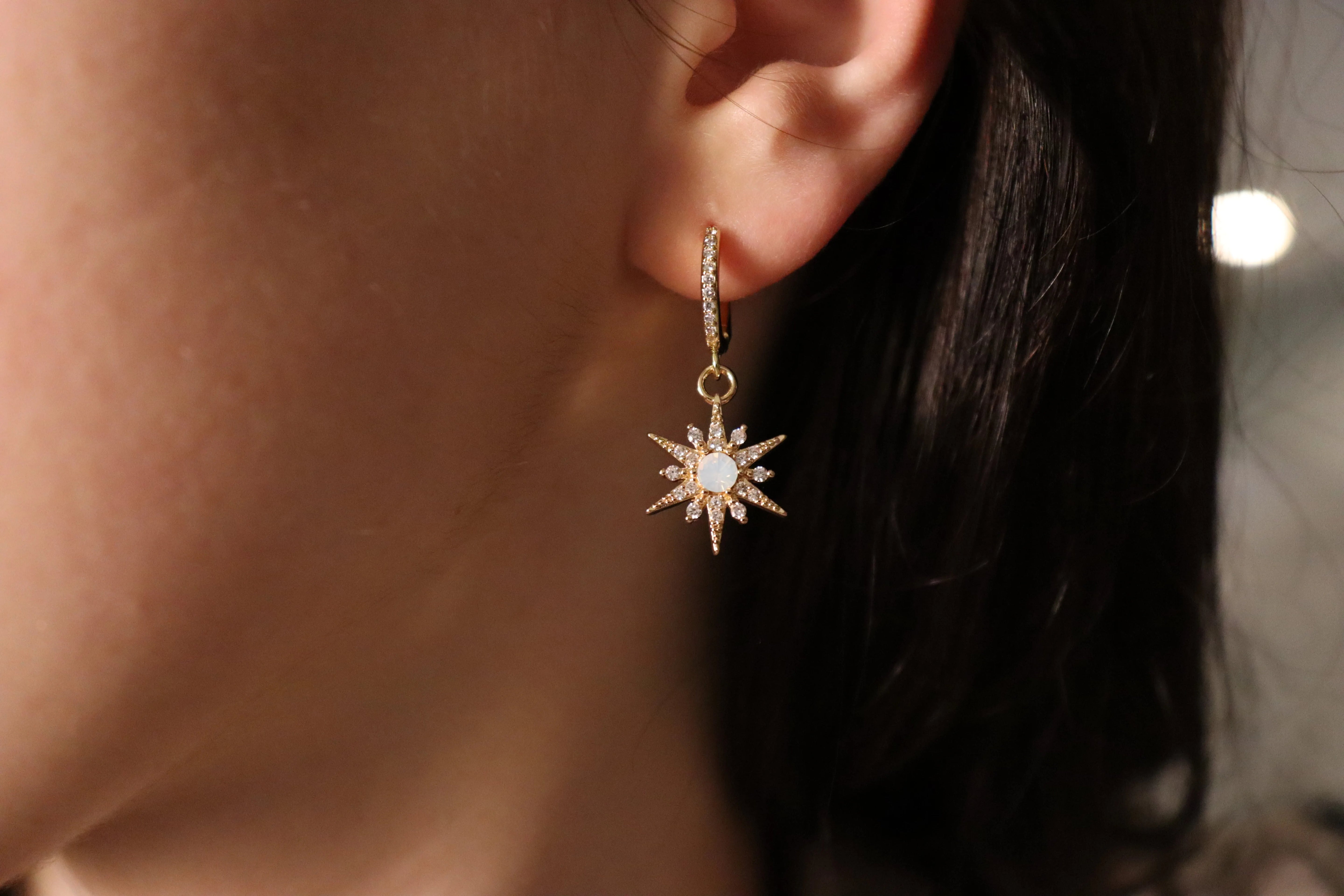 Star Burst Opal Earrings product images.