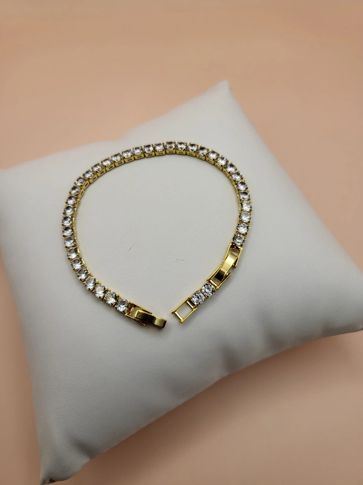 Gold Square Diamond Tennis Bracelet